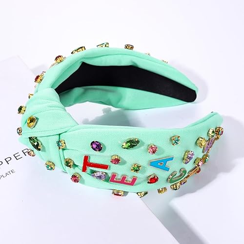 Miniatura 5 de Diadema anudada para profesores con dije de manzana de cristal de perla blanca, accesorio para el cabello de regreso a clases, perfecto para regalo