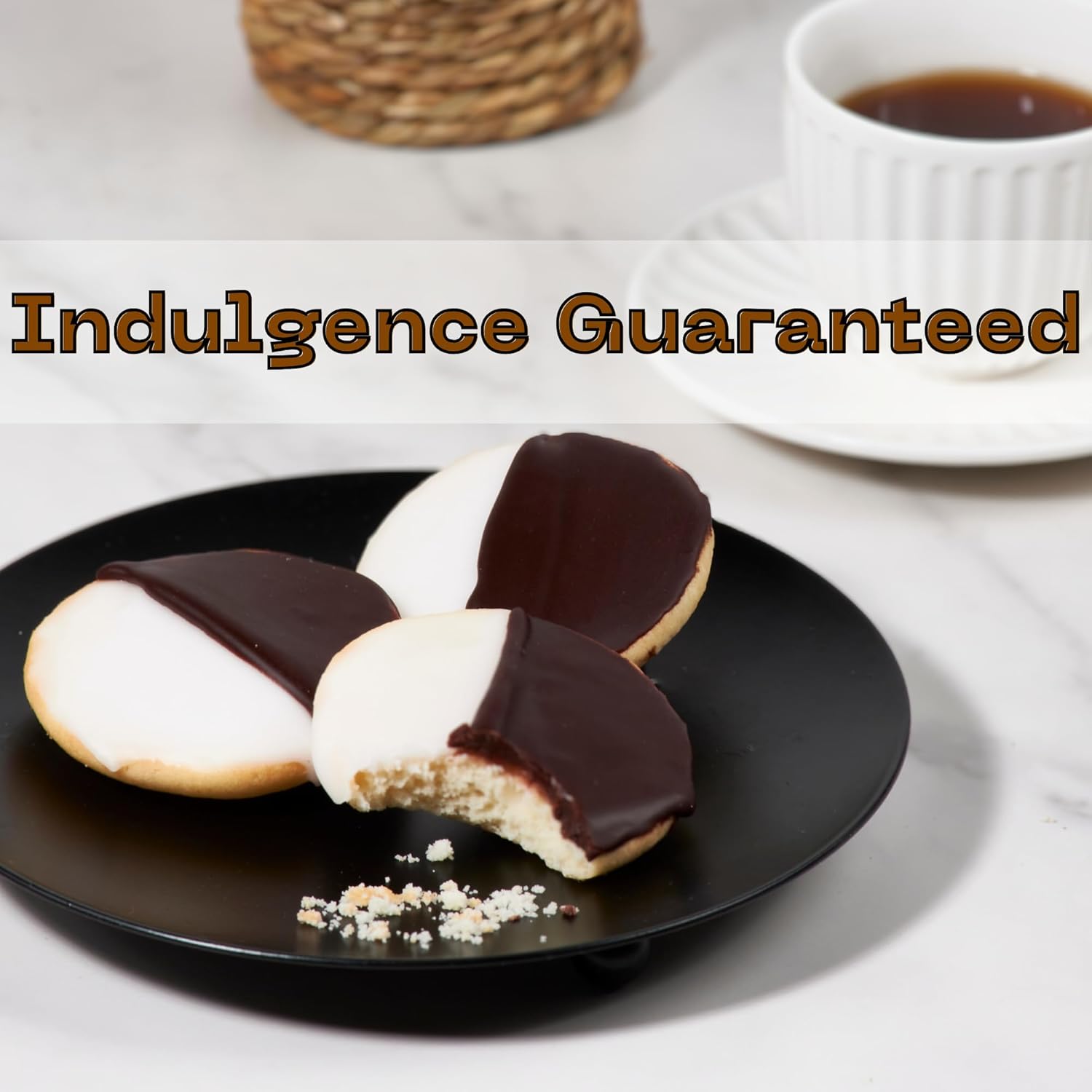 Black and White Cookies | 20 Gourmet Cookies Individually Wrapped | NY Style Black & White Cookies | Easter Food Gift Baskets | Snack Cakes | Kosher, Dairy & Nut Free | Stern’s Bakery