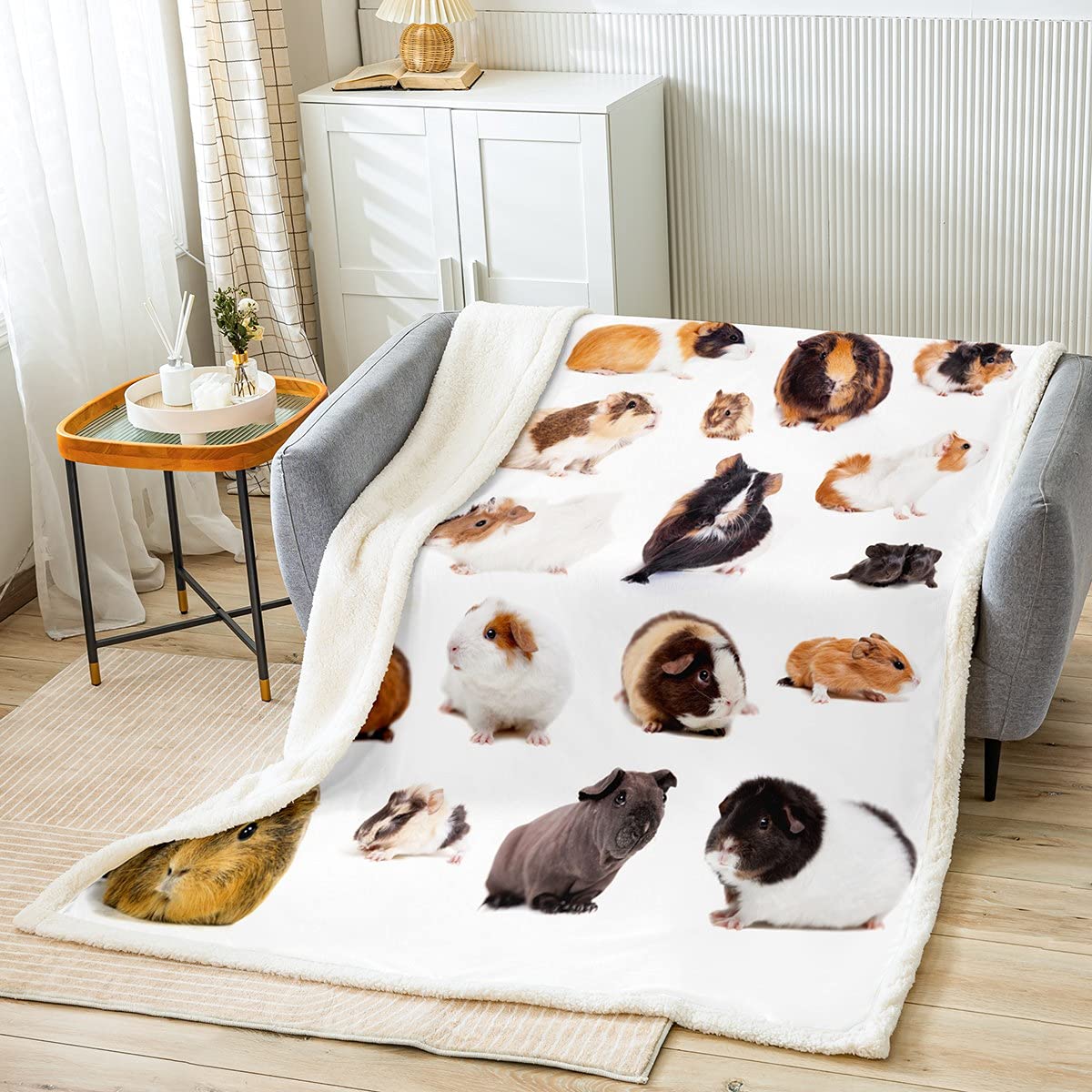 Coperta in pile per bambini e ragazzi, motivo: porcellini d'india, 150x200 cm, con animali domestici, per bambini, ragazzi, ragazze, camera da letto, bella coperta a forma di porcellino d'India.