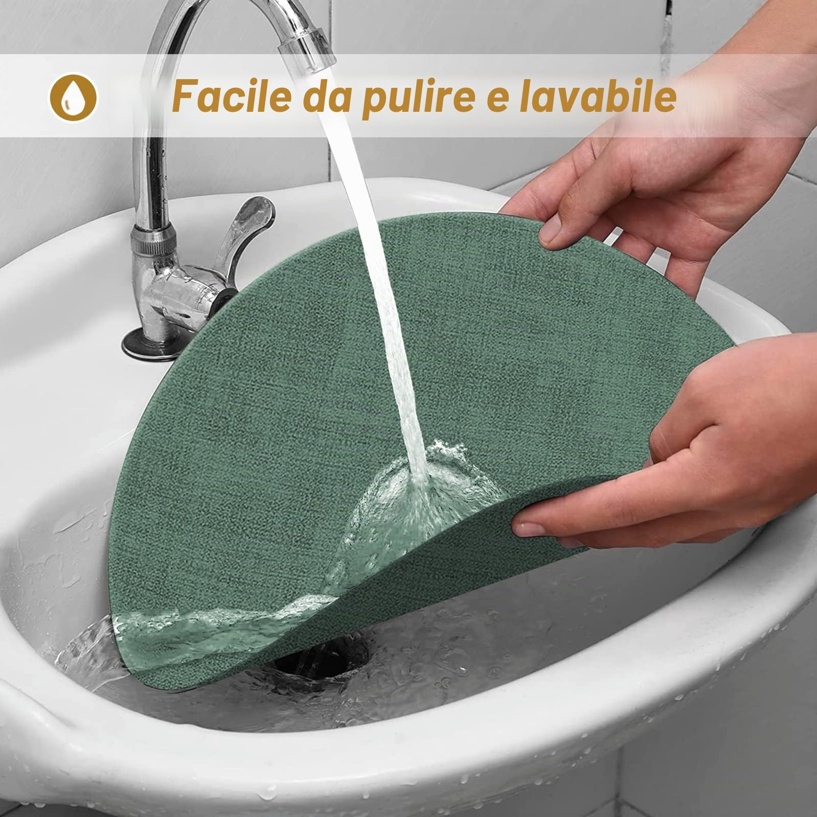 Set di tovagliette rotonde in pelle lavabili (34 cm) e sottobicchieri (10 cm), resistenti al calore 100 °C, antiscivolo e impermeabili, facili da pulire per ristorante, 8 pezzi, (verde)