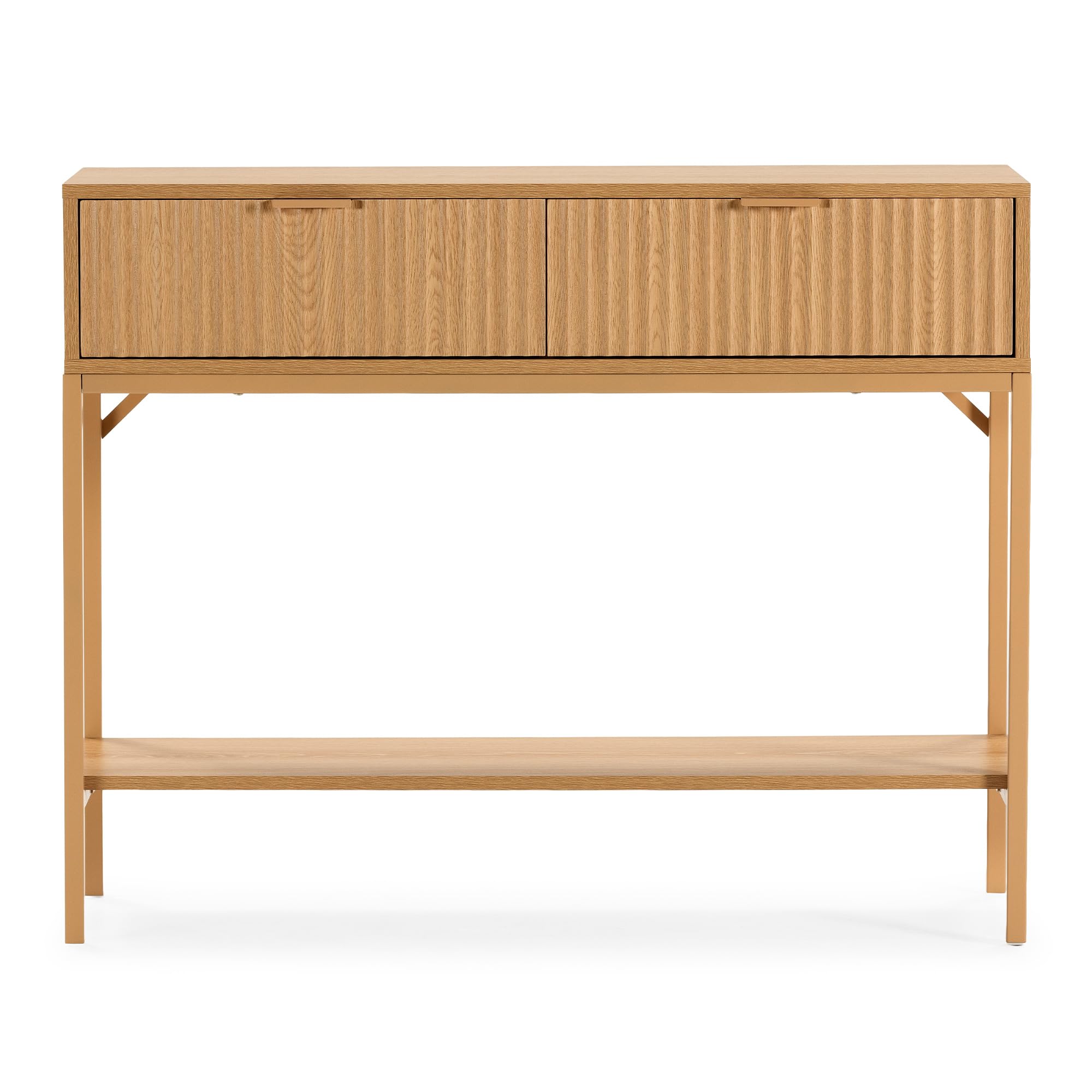 HOMN LIVING Mesa Consola recibidor Lluvia 2 cajones Color Roble, 100 cm (Ancho) 30 cm (Profundo) 80 cm (Altura)
