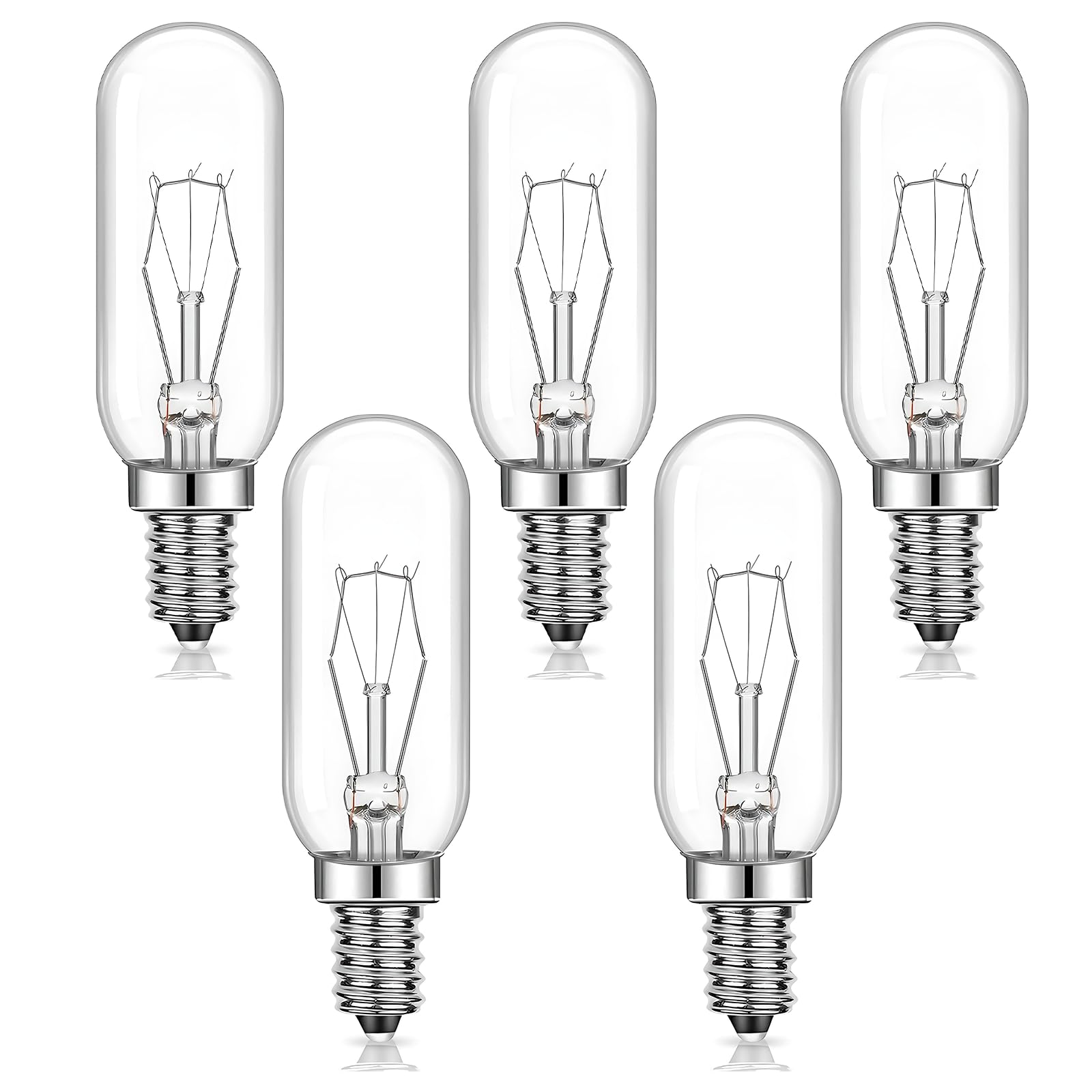 5 Pack 40w Cooker Hood Bulbs, E14 T25 SES Extractor Fan Bulb 220-240V, Small Edison Screw Appliance Lamp Oven Light Bulb Warm White 2700K Dimmable Clear Tubular for Fridge Freezer Sewing Machine