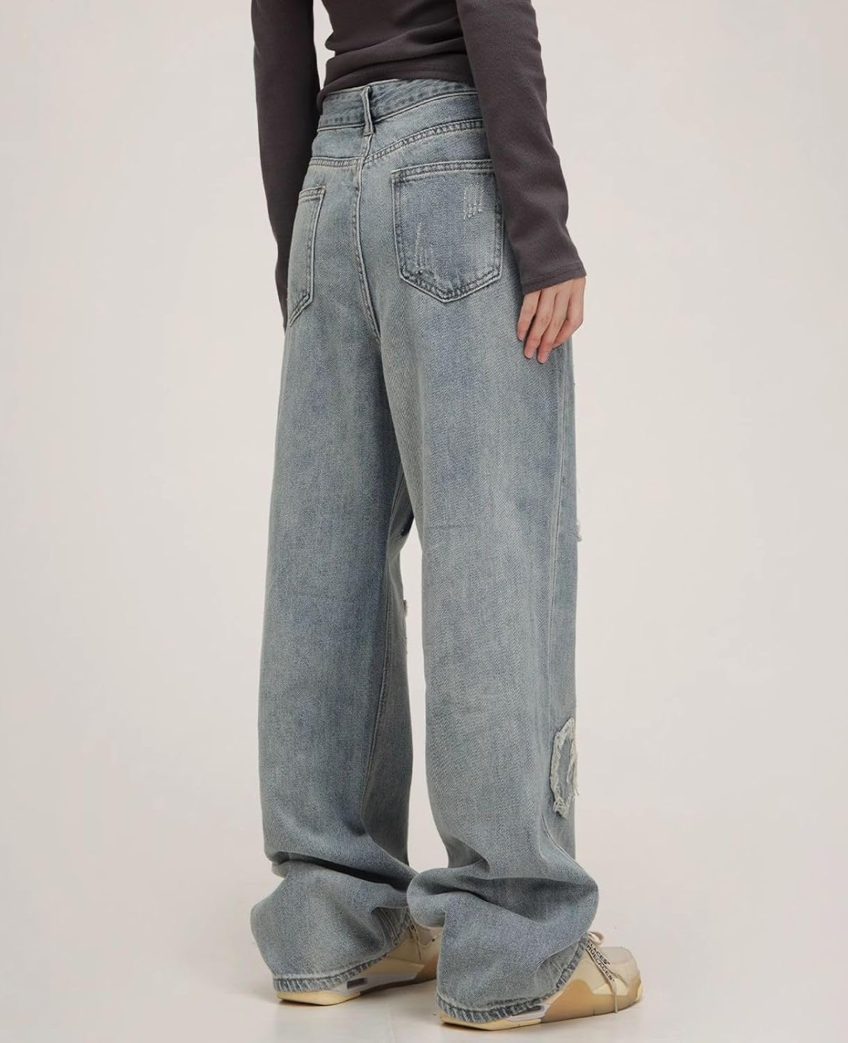 Cute Jeans for Women Girls Star Patchwork Pants High Waisted Straight Leg Jean Casual Preppy Clothes - Image 5