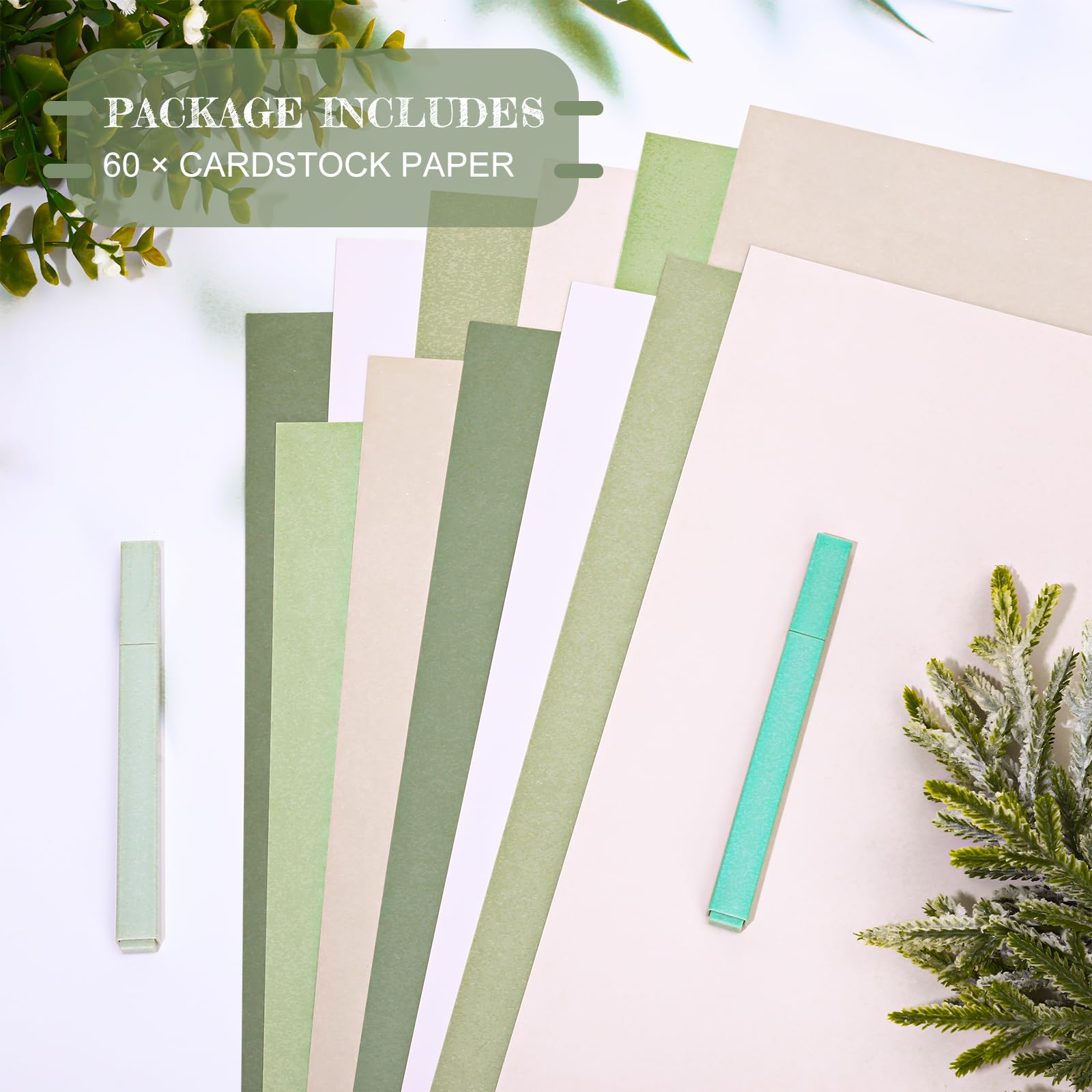 Salbeigrüner Bastelkarton – 60 Blatt, 21,6 X 27,9 Cm, 170 G/m², Für Scrapbooking, Karten & DIY-Projekte