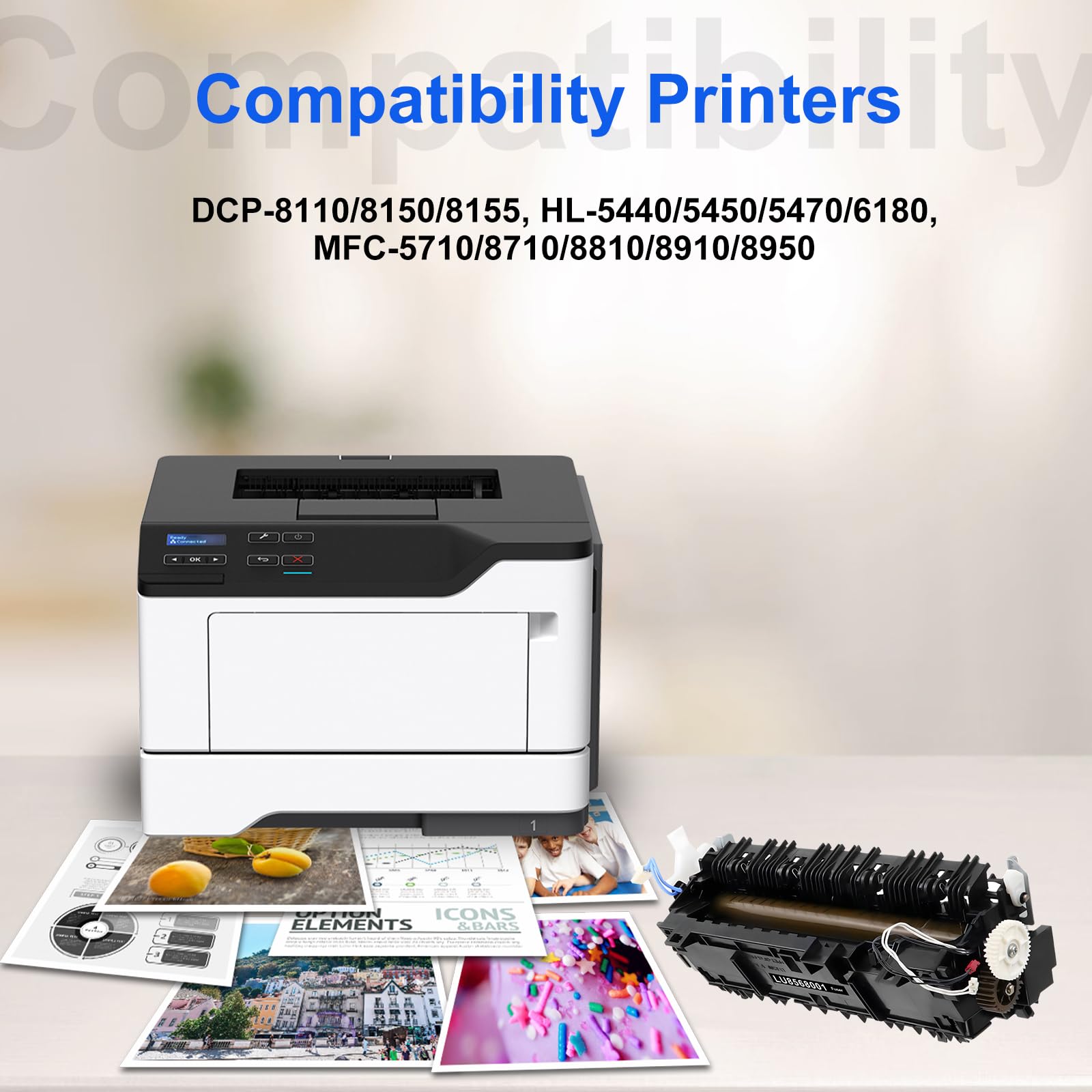 LU8568001 Fuser Unit Replacement for Brother HL-5440 HL-5450 HL-5470 HL-6180 MFC-8510 MFC-8710 MFC-8810 MFC-8910 MFC-8950 Series Printers (40,000 Pages)