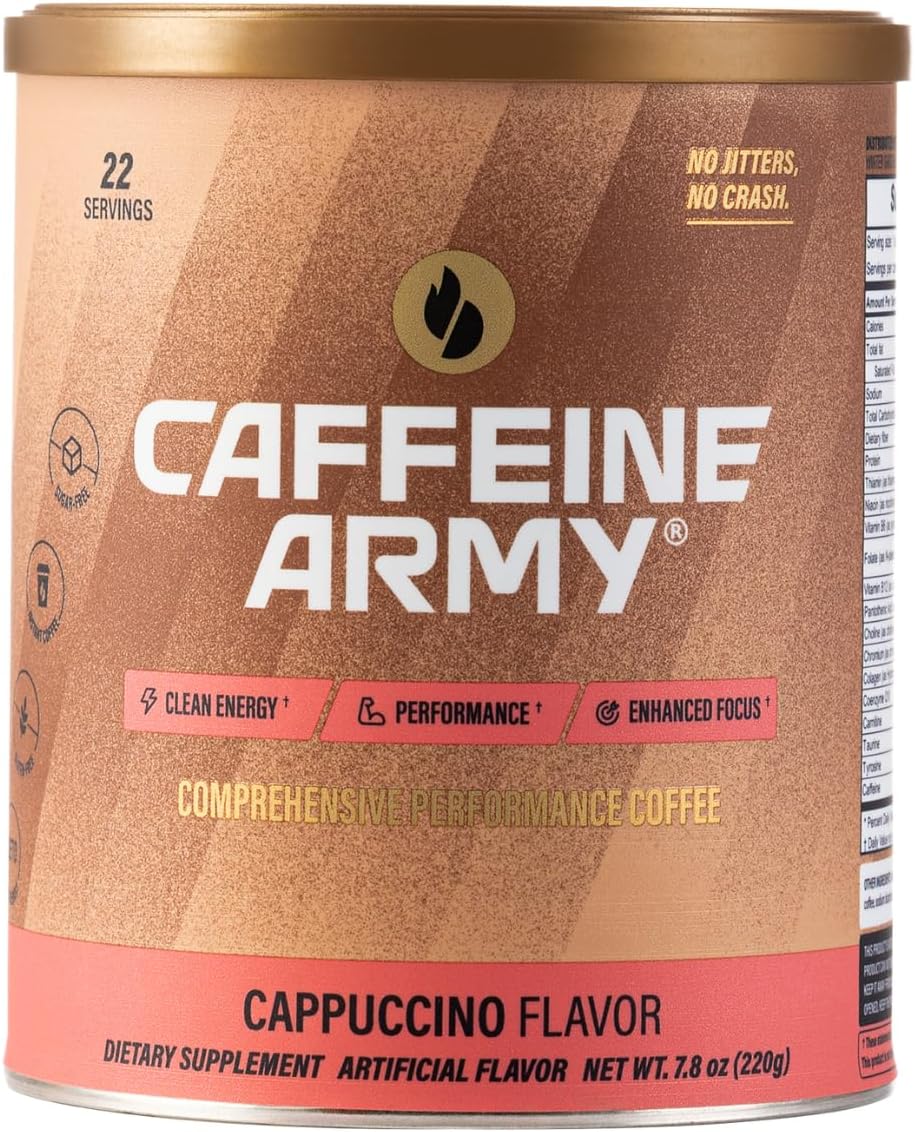 Cappuccino | Functional Coffee with Collagen Peptides, MCTs, CoQ10 and Adaptogens: Clean Energy, Supports Daily Attention, No Jitters or Crash (7.8 oz 22 Servings)
