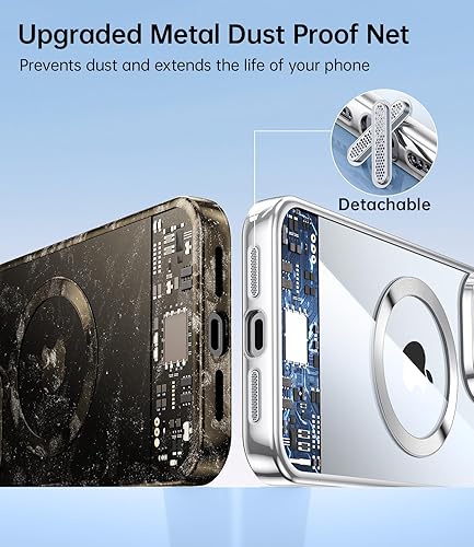 Miniatura 5 de JUESHITUO Funda magnética transparente para 15 con protección completa de la cámara [Imanes N56 fuertes N56] [protección contra caídas de grado