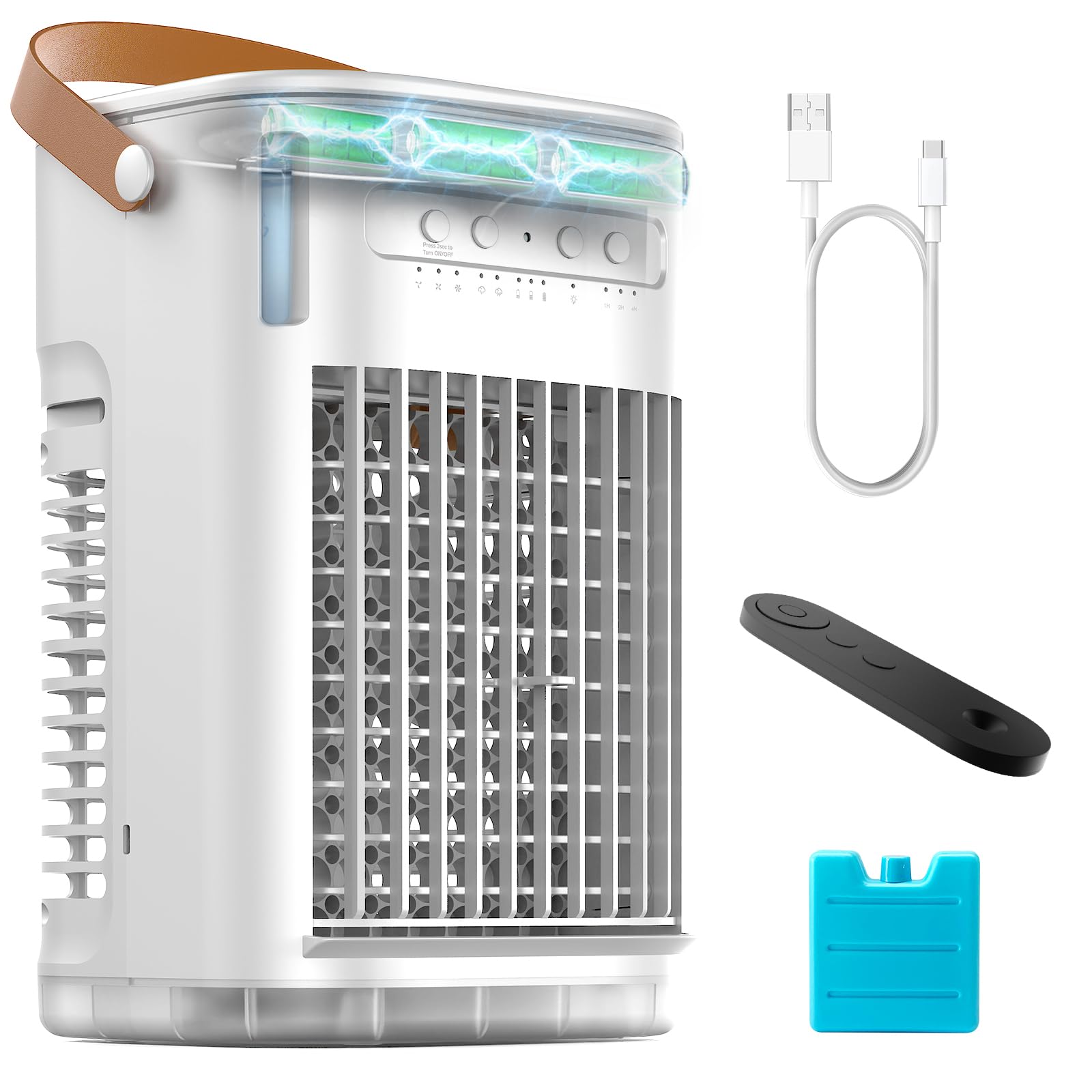 Portable Air Conditioners w Remote Mini Air Conditioner 5400mAh Built-in Battery 1 2L Water Tank Ice Box Auto-off