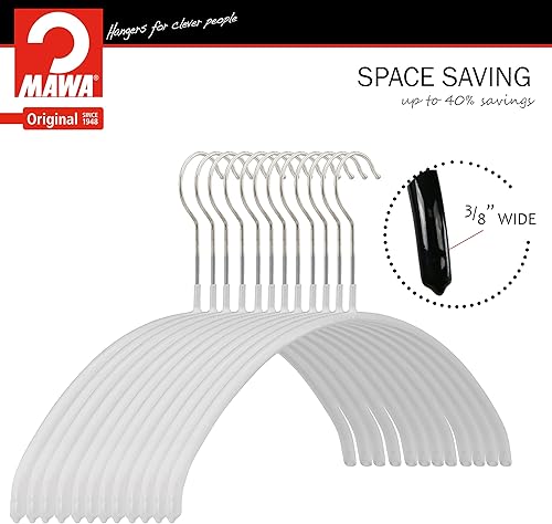 Miniatura 6 de MAWA Euro Series - Percha antideslizante para ropa que ahorra espacio, juego de 10, estilo blanco 40P, paquete de 10, 10 unidades (14138)
