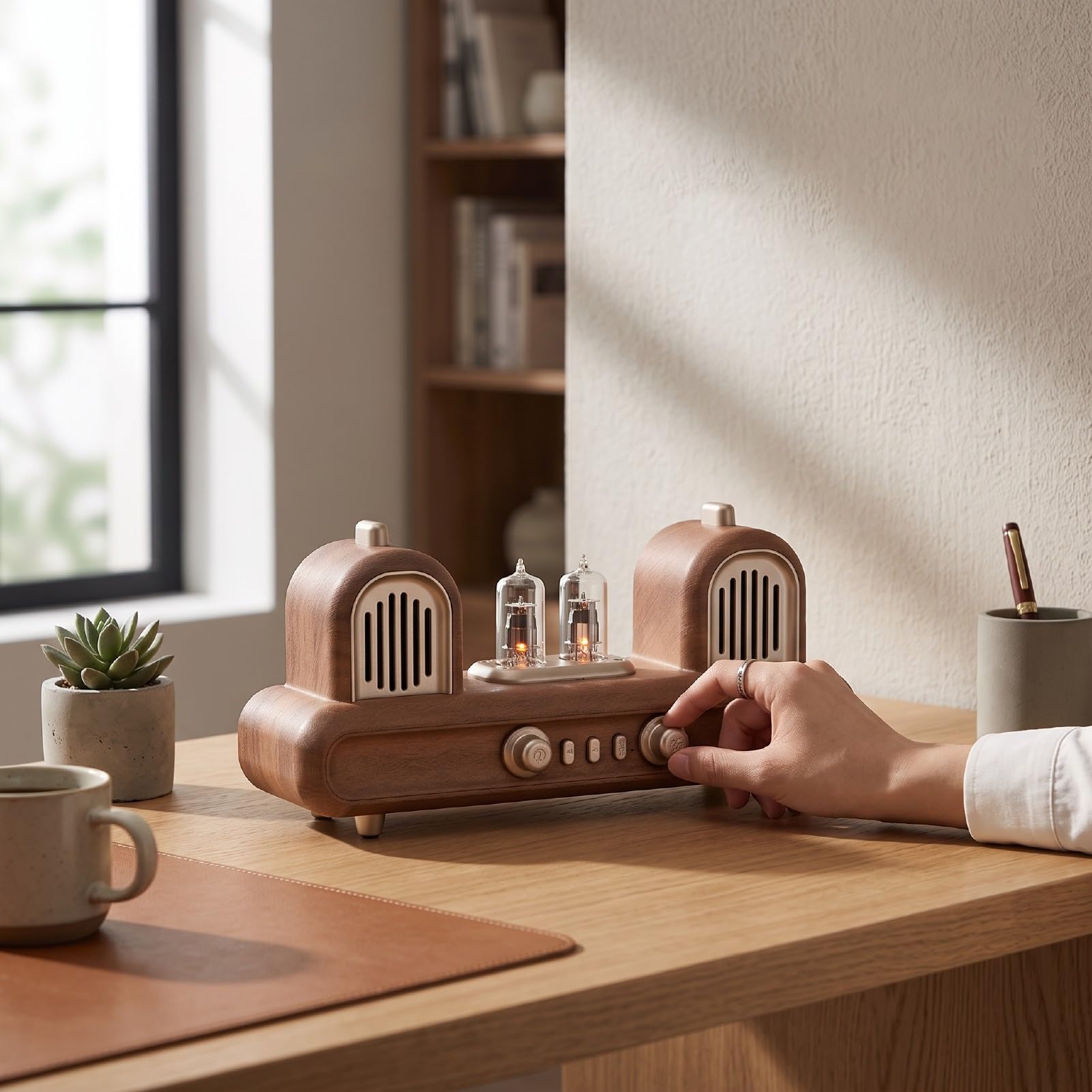 ASHATA Radio Sveglia Bluetooth Vintage con Luce Ambientale
