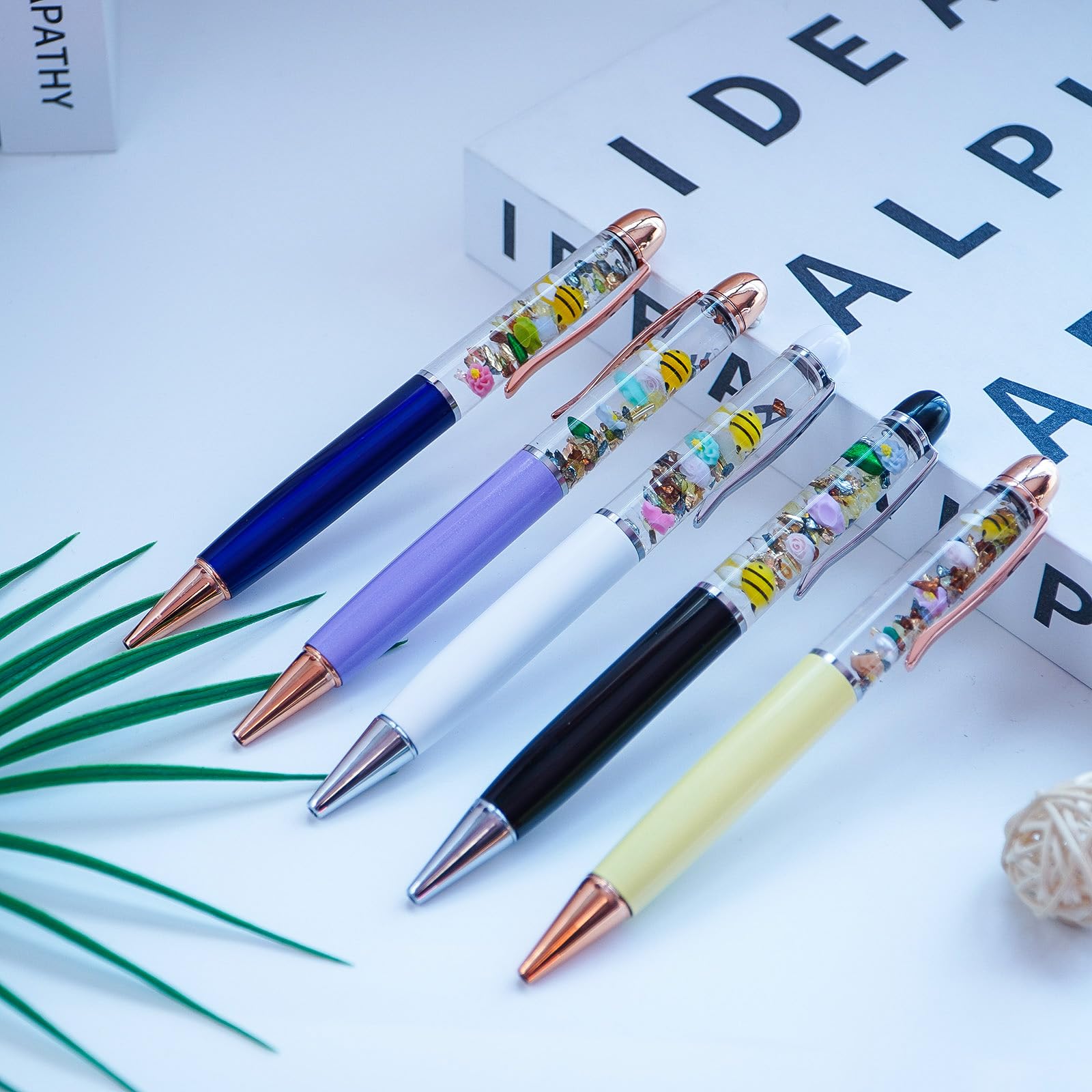 Sikyby Bee Cute 3D Floater Liquid Writing Journaling Office Pen Unique Gifts Set of 5 Pens, 1 count (Pack of 5) - Image 2