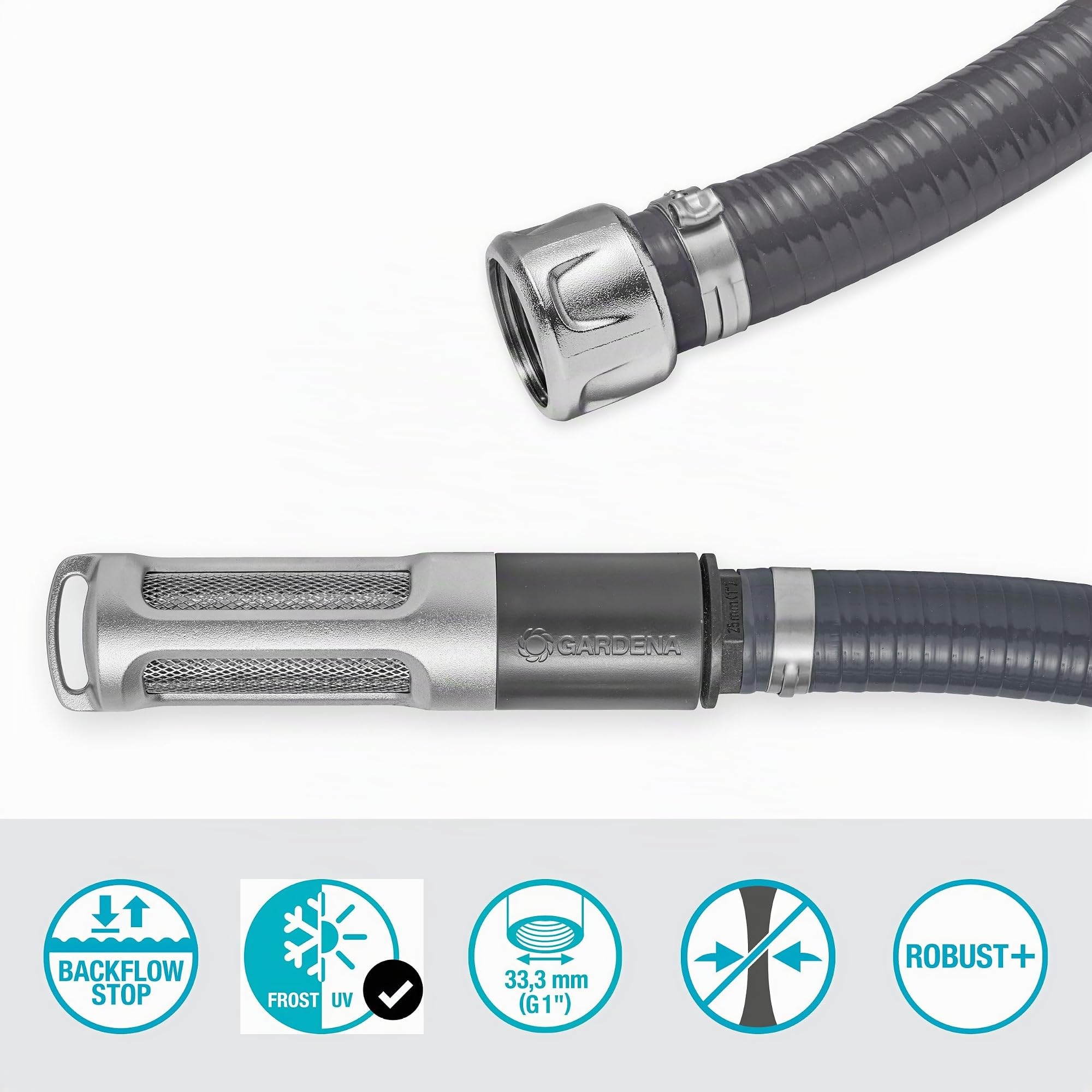 Gardena Kit d'aspiration avec tuyau d'aspiration de 7 m: raccord robuste, anti-retour, fiable et durable (09090-20)