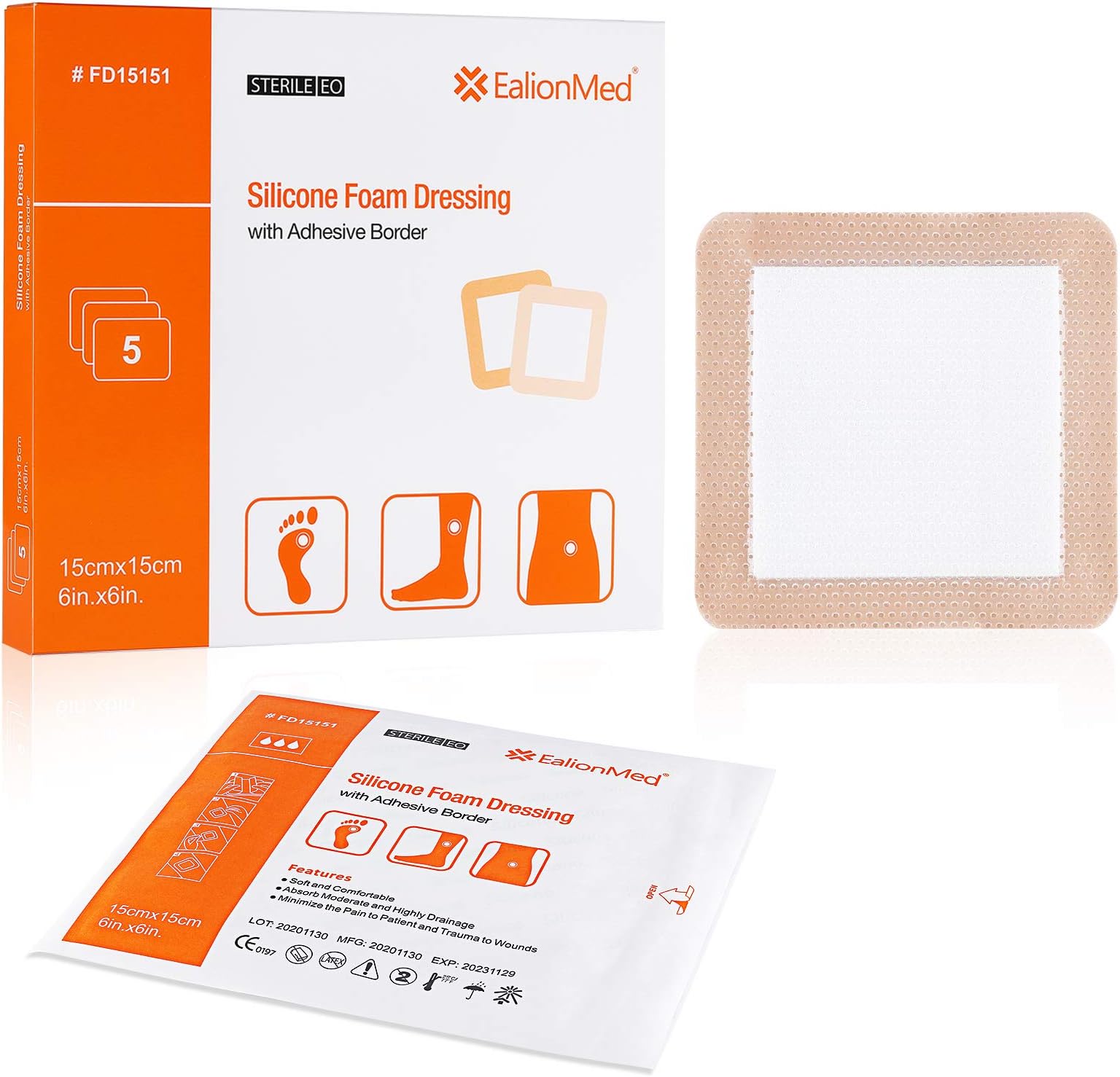 EalionMed Silicone Foam Dressing with Adhesive Border