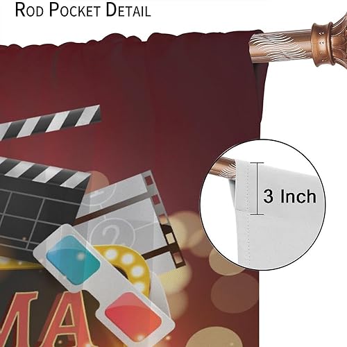 Miniatura 78 de Cortinas opacas para cine en casa, diseño retro moderno, tiras de película de palomitas de maíz para cámara de película, bolsillo para barra,