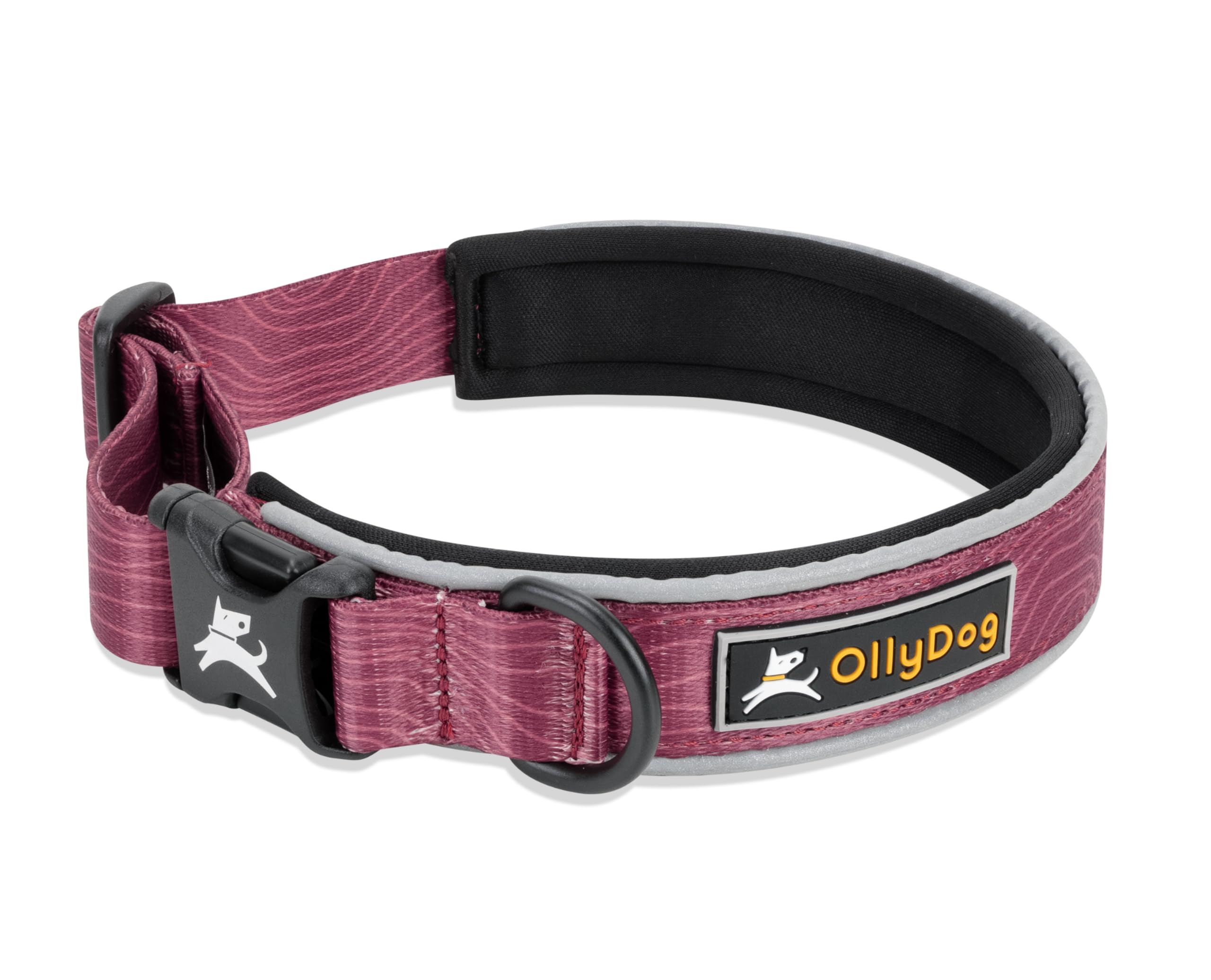 OllyDog Flagstaff Reflective Comfort Collar, Neoprene Padded Dog Collar, Reflective Trims for Night Runs, Extra Comfort for Active Dogs (Medium,