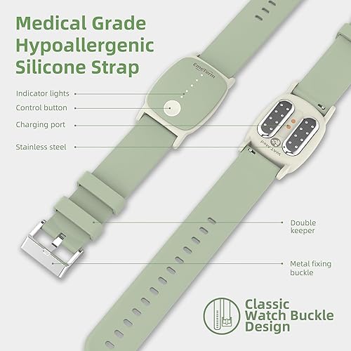 Miniatura 6 de EmeTerm Explore la FDA - Pulsera antináuseas IP67, impermeable, banda de alivio de mareos por movimiento matutino, diseño clásico recargable, sin