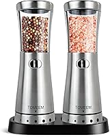 Vista 12 de Juego de molinillo eléctrico de sal y pimienta con base de almacenamiento, juego de molinillo de sal y pimienta recargable de acero inoxidable