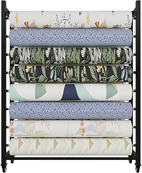 Commercial Fabric Roll Rack, Loads 660 LBS, Movable Heavy Duty Steel Organizer Holder with Adjustable Rod & Brakeable Wheels, for Car Wrap Material, Transfer Paper Tape160cm/63in