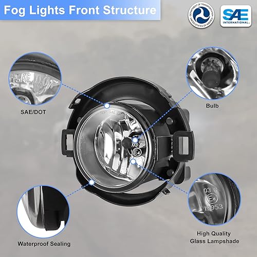 Miniatura 3 de ROXX Luces antiniebla compatibles con parachoques de plástico Nissan Frontier 2010-2020, conjunto de luz antiniebla Nissan Xterra 2005-2015,