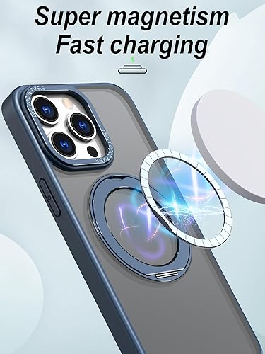 Miniatura 2 de Kakabin Funda magnética para iPhone 13 Pro Max compatible con Magsafe, grado militar, a prueba de golpes, mate, delgada, con soporte de anillo