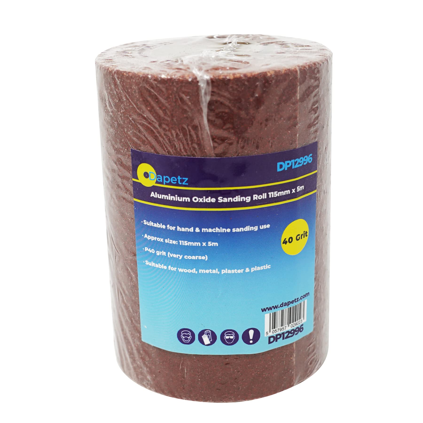 Dapetz ® Rolka szlifierska z tlenkiem glinu 5 m x 115 mm papier piaskowy ziarnistość 40