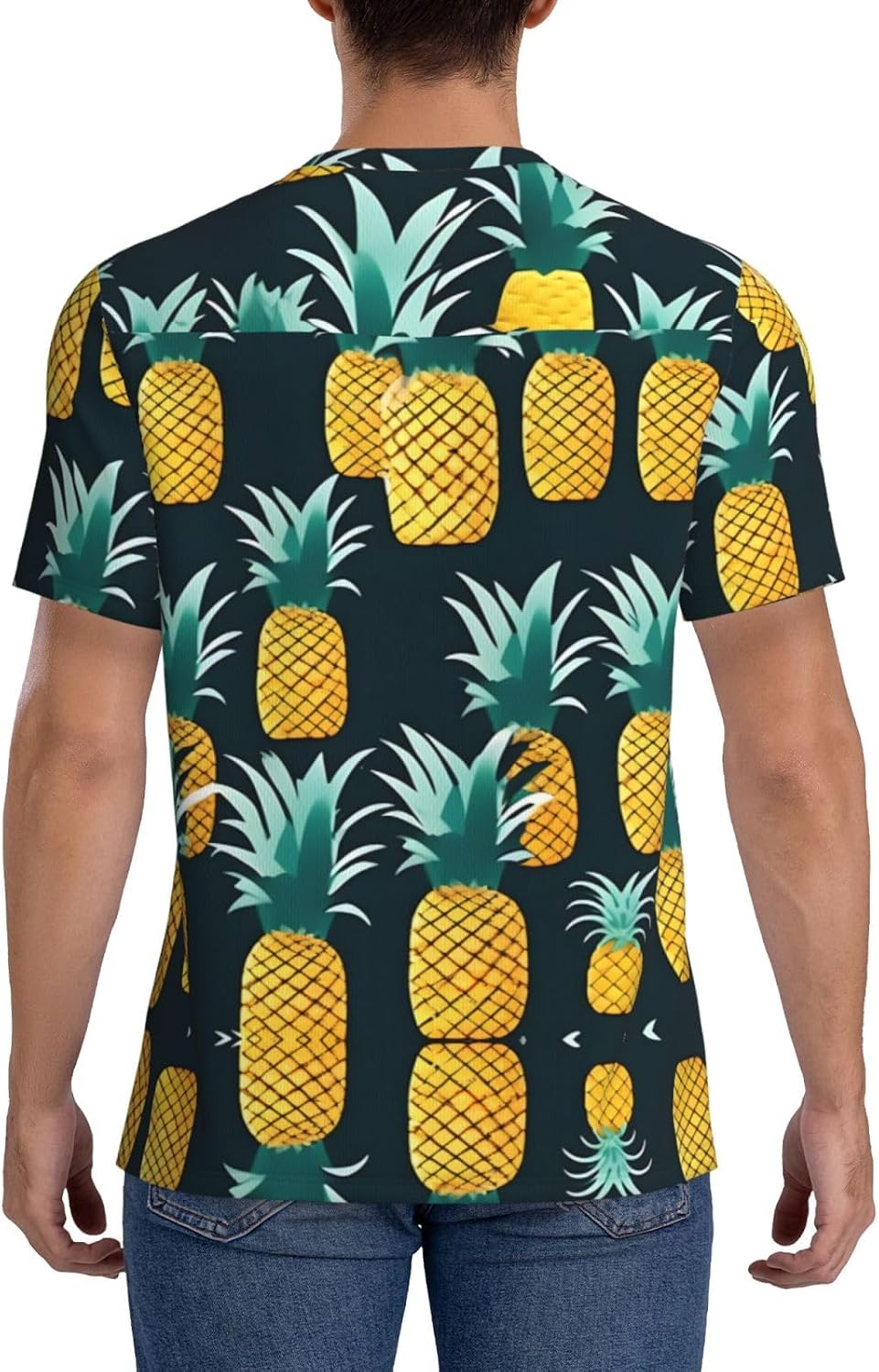 Pineapple Rugby Football Jersey for Men, Comfortable V-Neck Loose Fit Top for Team Sports Athletics