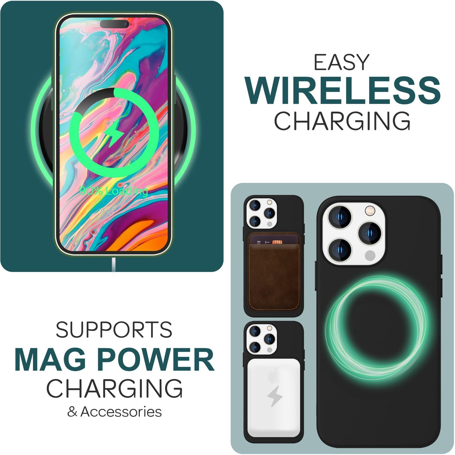 NALIA Set [3-in-1] MagPower Liquid Silicone Cover Compatible with iPhone 14 Case [Compatible with MagSafe] & 2 x Protective Glass, Wireless Charging, Easy Clean Function, Anti-Scratch Matte Case