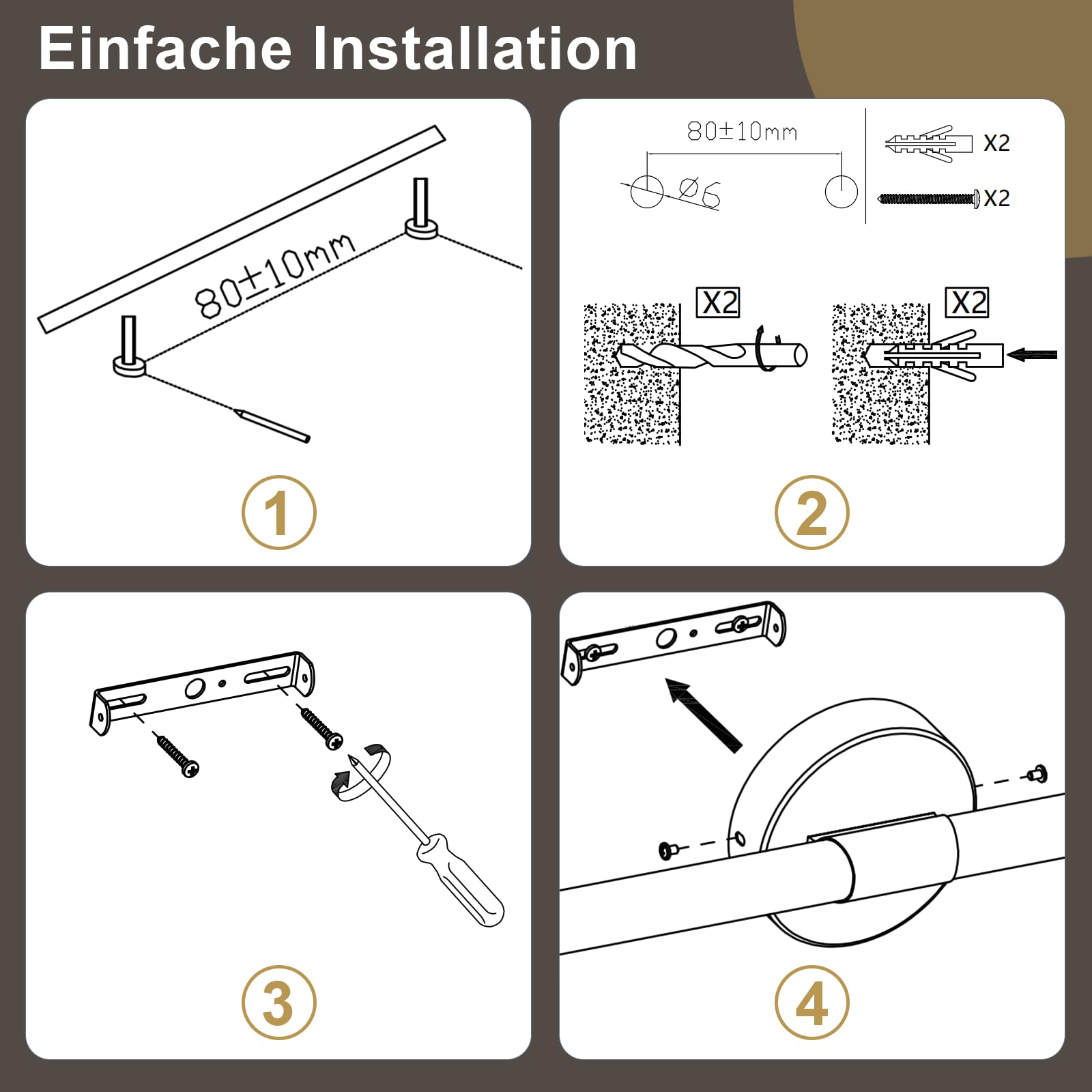 Homefire Lampada da specchio a LED Luce per specchio da bagno da 60CM | Applique da bagno dorata da 8W impermeabile IP44 bianco neutro 4000K per del corridoio