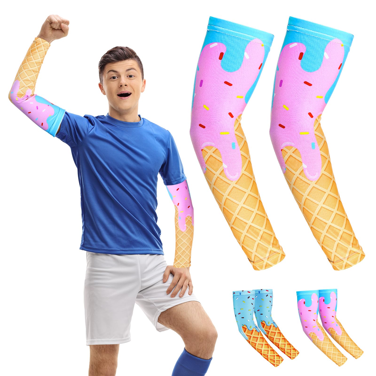 Ice Cream Drip Baseball Arm Sleeves Cone Compression Arm Sleeves for Adult Sport Baseball Football-image-49