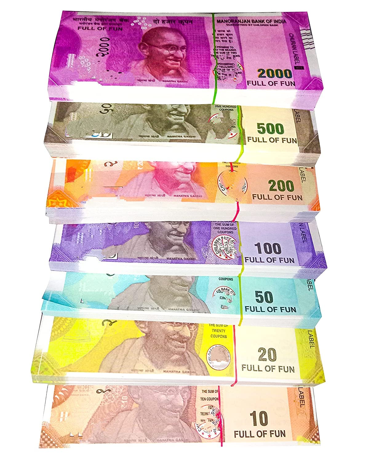 SKY GLORIOUS (25ach x 6= 150 Playing Currency Fake Notes for Fun Paper Kids churan wale Note ((Nakli Note-10,20,50,100,200,500)) Gag Toy Children Playing (Pack of 1)