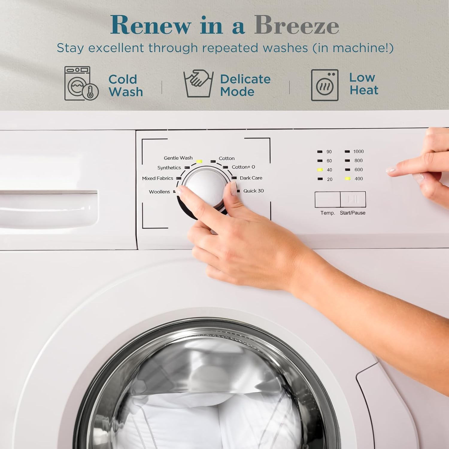 viewstar Bed Pillows Standard Size Set of 2, Hotel Cooling Down Alternative Gusseted Pillows for Side, Back, or Stomach Sleepers, White - Image 7