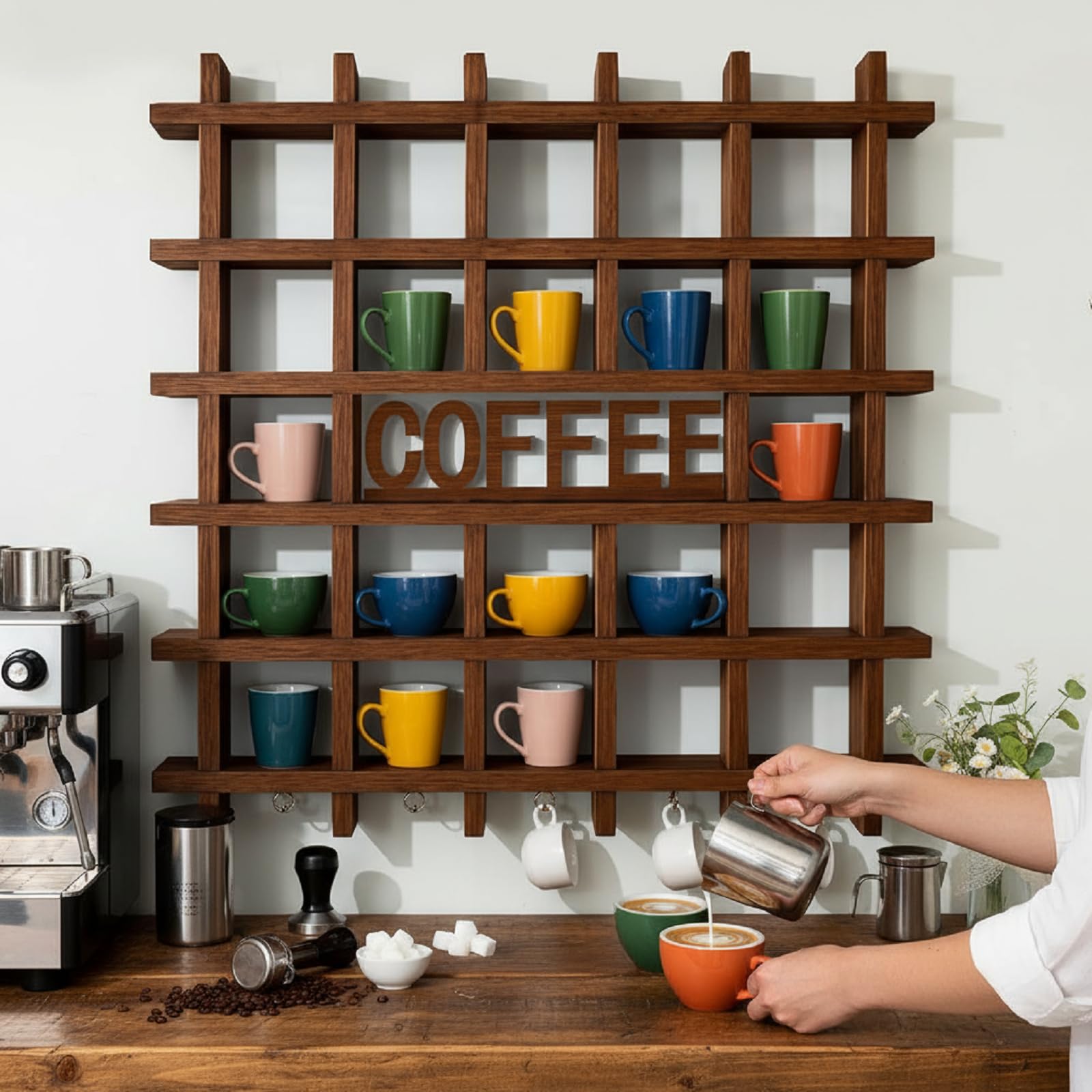 Amazon.com: Suzile Oversize Coffee Mug Display Rack Wood Mug