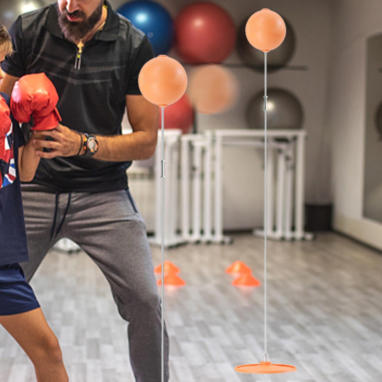 Sacco da sabbia riflettente – Punching ball per allenamento a casa | Accessori fitness regolabili in altezza, ideale per alleviare lo stress e l'allenamento di boxe, base stabile, borsa da allenamento