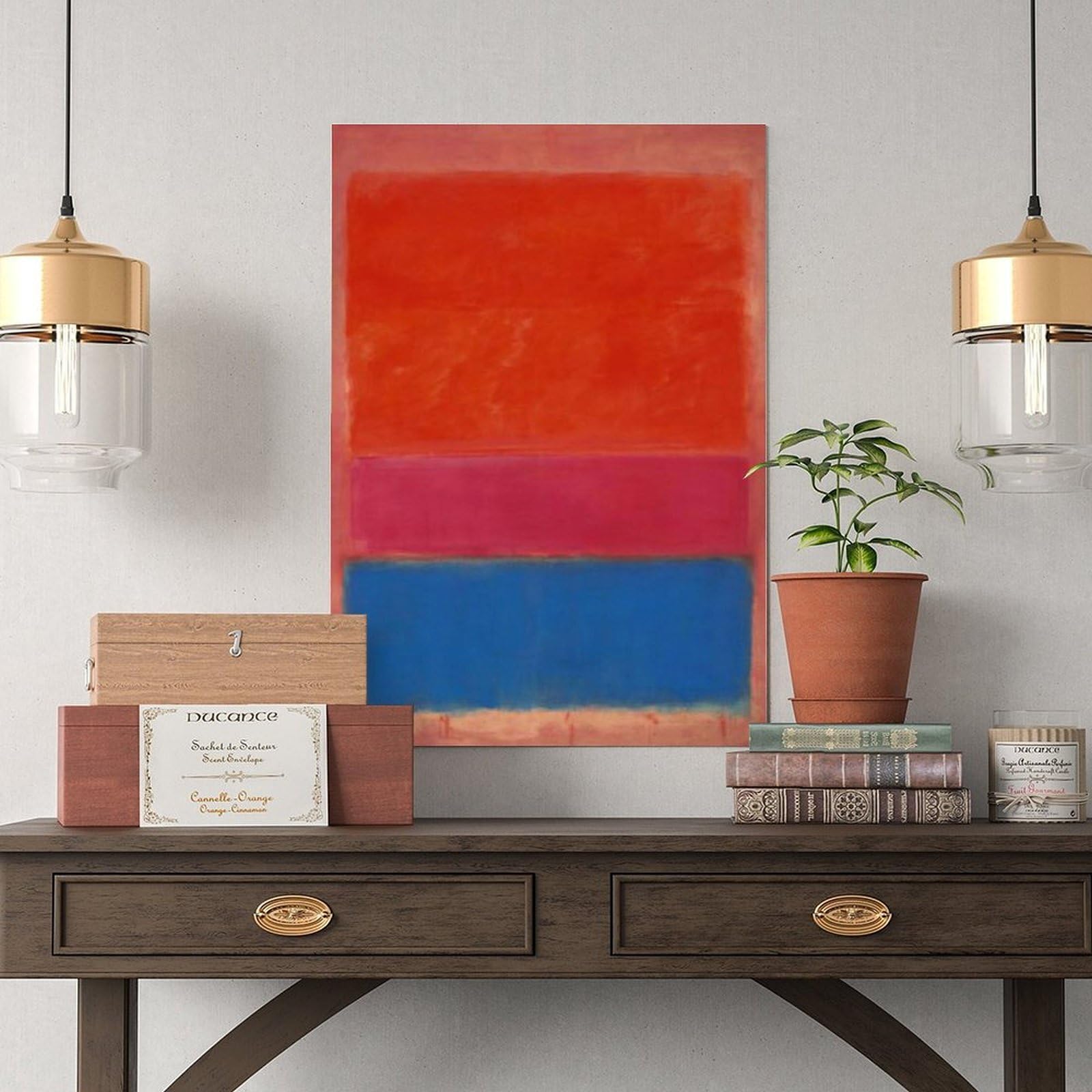 F I N U C B 33+ Mark Rothko słynne kolorowe pole plakat wydruki nr 1 (królewski czerwony i niebieski) autorstwa Marka Rothko obraz olejny płótno ściana art deco nadruk ramka 61 x 91 cm (60 x