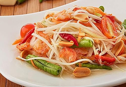 Vista 7 de Mortero de madera de Tailandia con molienda de mortero, Krok de madera para ensalada de papaya, mezclador Somtum, utensilios de cocina, alimentos