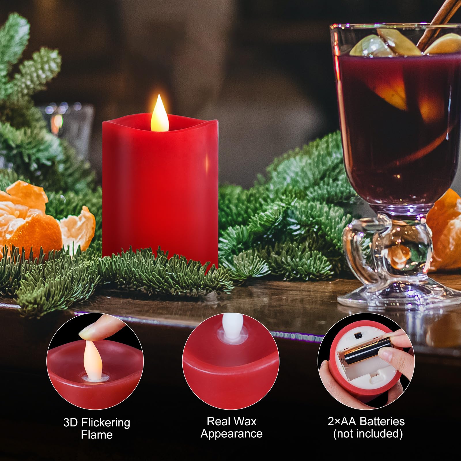 Juego de 1 velas parpadeantes sin llama de 3 x 4, velas LED de pilar de cera real con batería, con temporizador, velas sin llama de 4 pulgadas con control remoto, velas alimentadas por pilas,