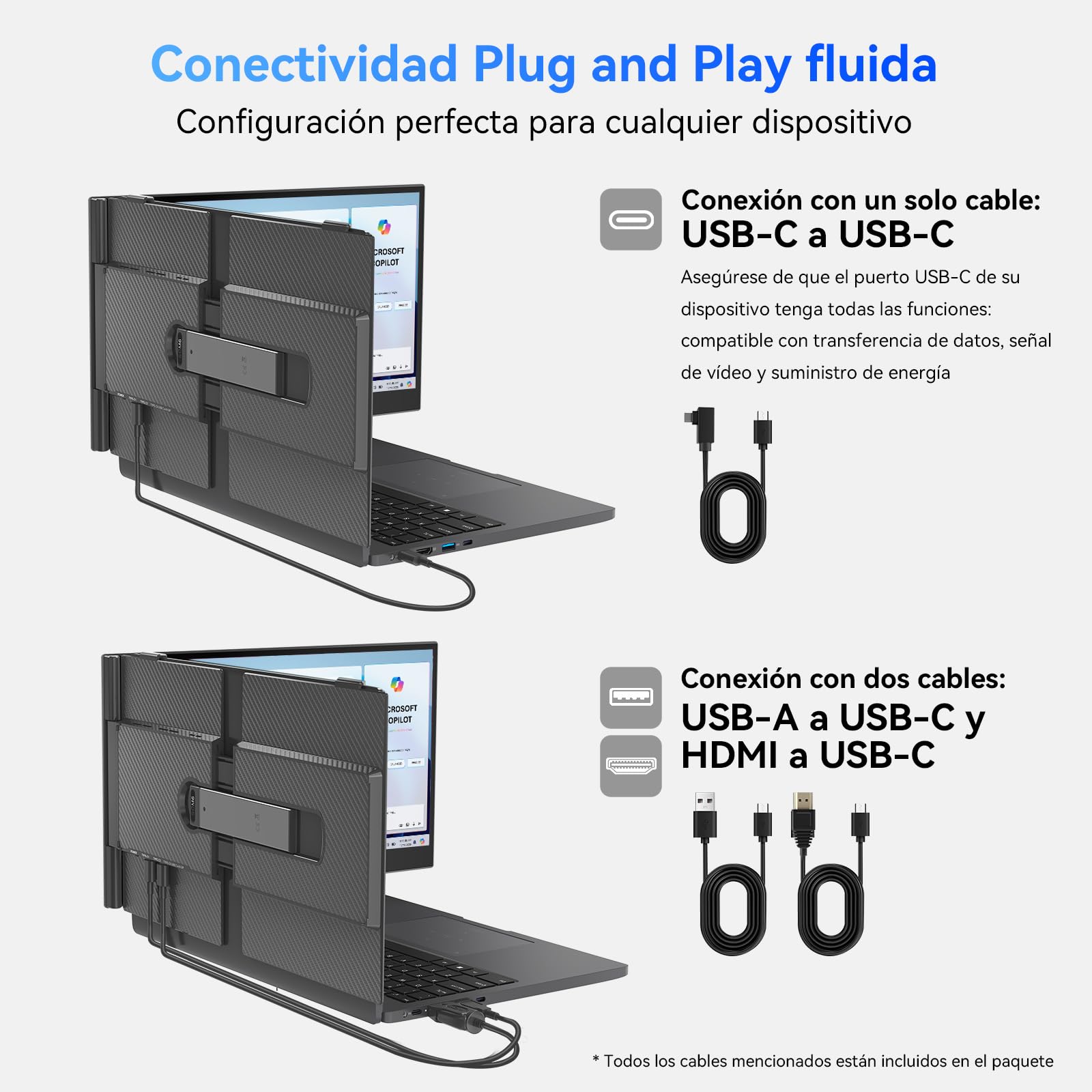 Blackview Pantalla Portatil Extensible Ultradelgado 14" FHD 1080P IPS Monitor Portátil,Certificación TÜV Luz Azul Baja,con HDMI/USB-A/Tipo-C Plug and Play, para Windows/Mac/Chrome/Switch/PS5 — view 6