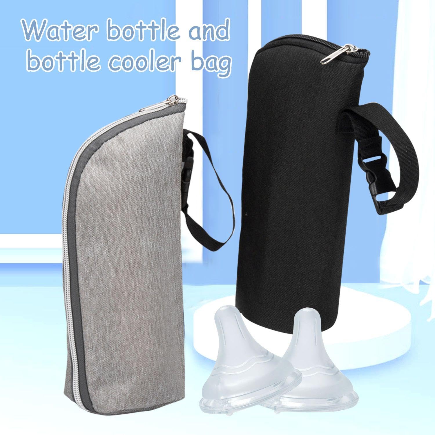 Borse Per Bottiglie Da 2 Pezzi E Ciucci Da 2 Pezzi, Borsa Per Bottiglie Isolata, Borsa Per Bottiglie Portatile, Adatta Per Viaggi E Uso Esterno