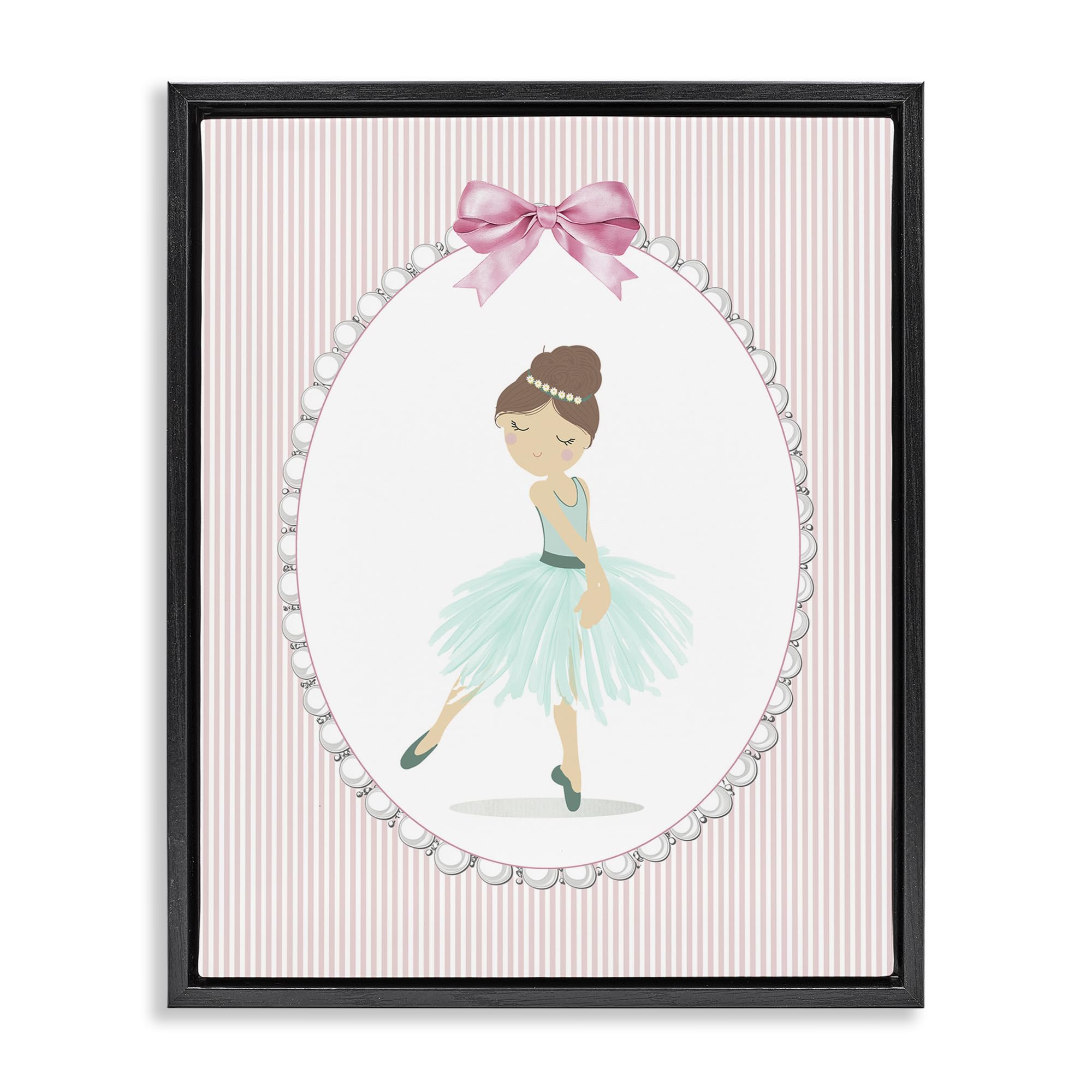 Stupell Industries Jet Black (Matte) 'Elegant Dance On Stripes'| Floating Frame Canvas Art
