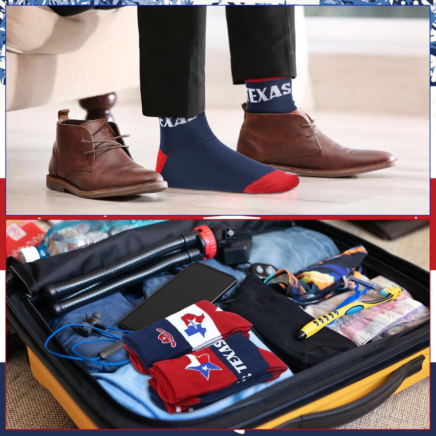 8 Pairs Texas City Crew Socks Colorful Funny Travel & Cities Souvenir Texas City Socks for Birthday Christmas Men Women Gifts - Image 5