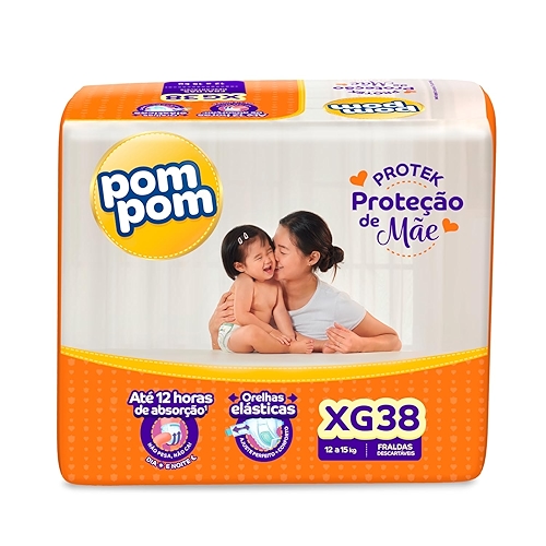 Fralda Pom Pom Protek Proteção de Mãe Mega XG 38 Unidades Fralda Pom Pom Protek Proteção de Mãe Mega XG 38 Unidades