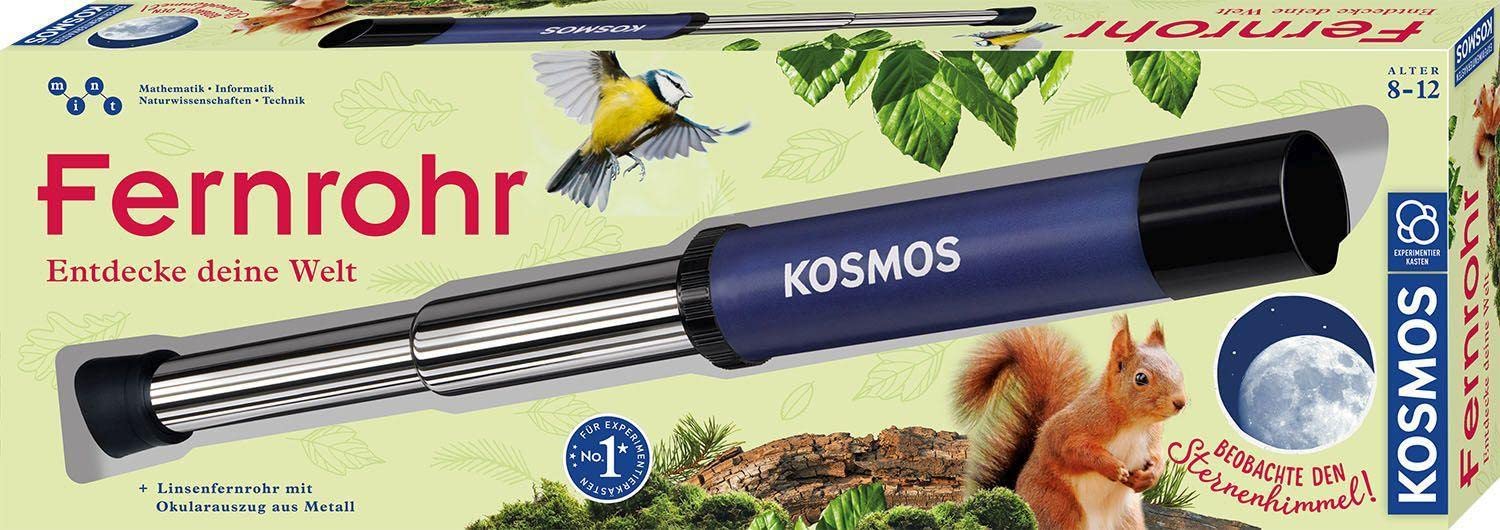 Kosmos ‎676872 Telescope - Discover Your World, Lens Telescope with 12x Magnification. Sturdy Metal Eyepiece Focuser. For Children from 8 Years with Tips for Use and Observations