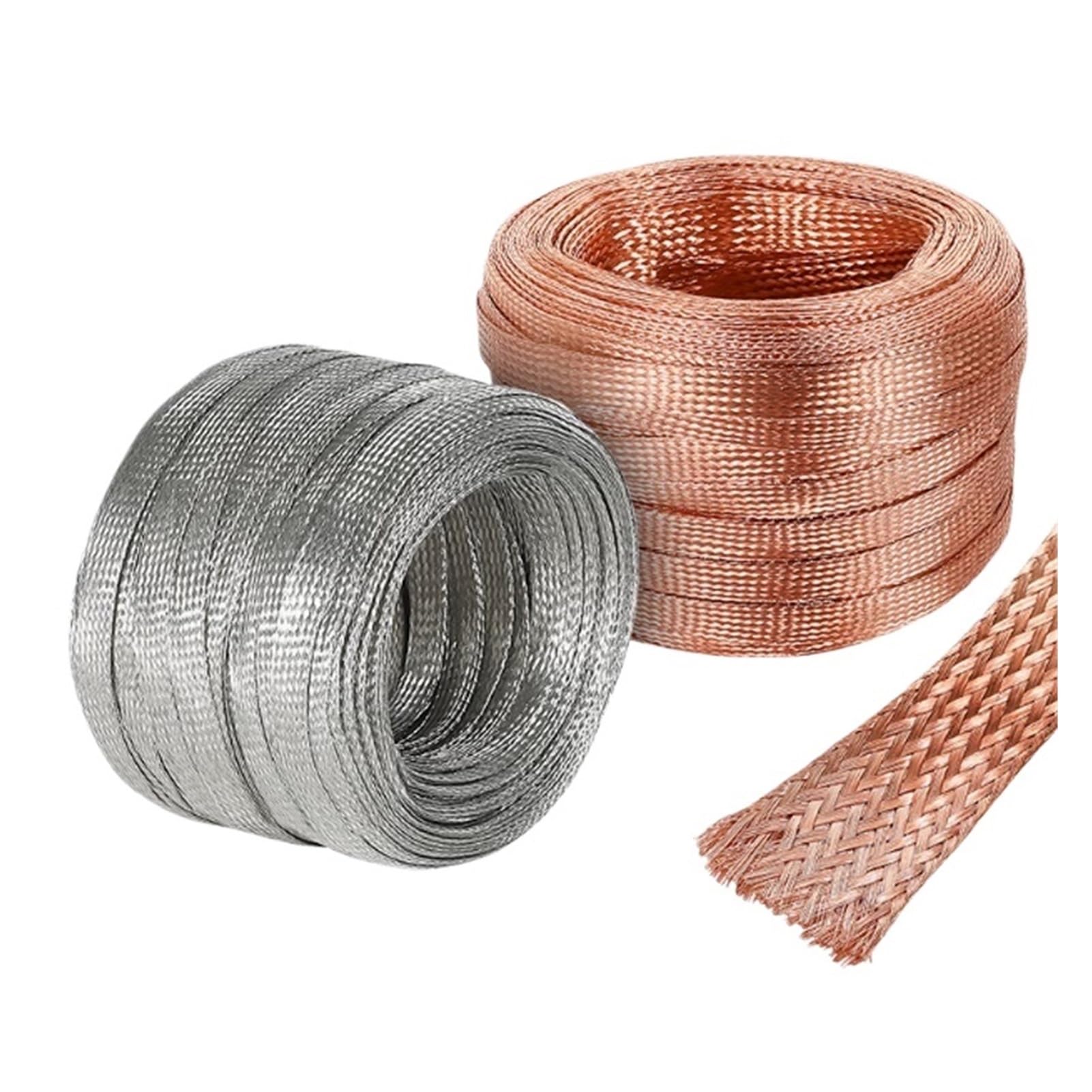 Płaski kabel w oplocie miedzianym ocynowany miedziany pleciony rękaw 4//5/8/12/15/18/20/22/25/28 mm rozszerzalny przewód sygnałowy ekranowana metalowa osłona (czysta miedź, szerokość 28 mm)