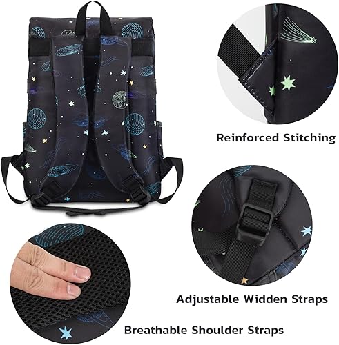 Miniatura 6 de Ronyes Mochila vintage para mujeres y hombres, mochila para laptop de 15.6 pulgadas, mochila casual para trabajo universitario, Negro -, Mochilas