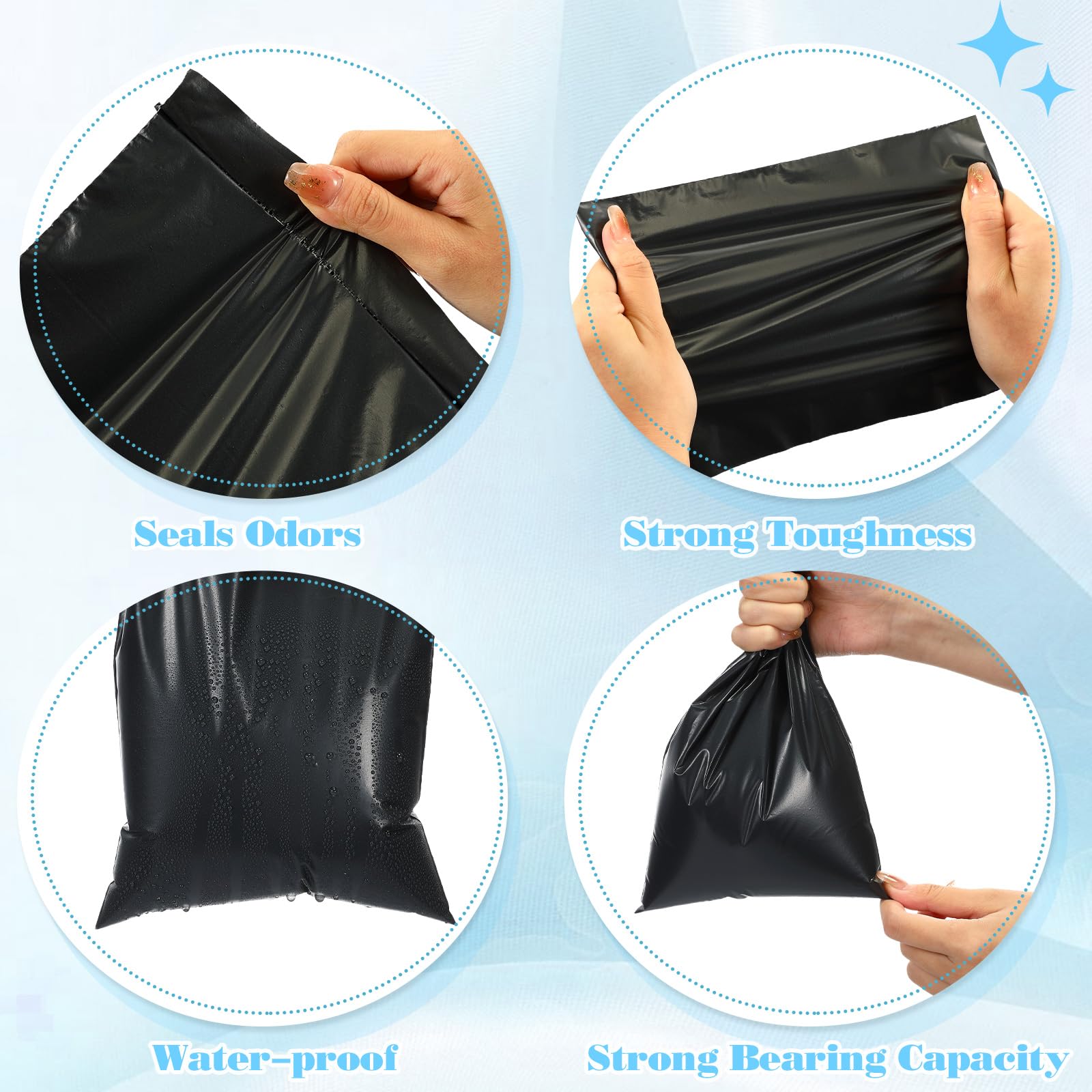 Fulmoon 300 bolsas sanitarias para desechar servilletas sanitarias para higiene femenina, eliminación de tampones con cierre automático, bolsas sanitarias para servilletas y tampones (negro)