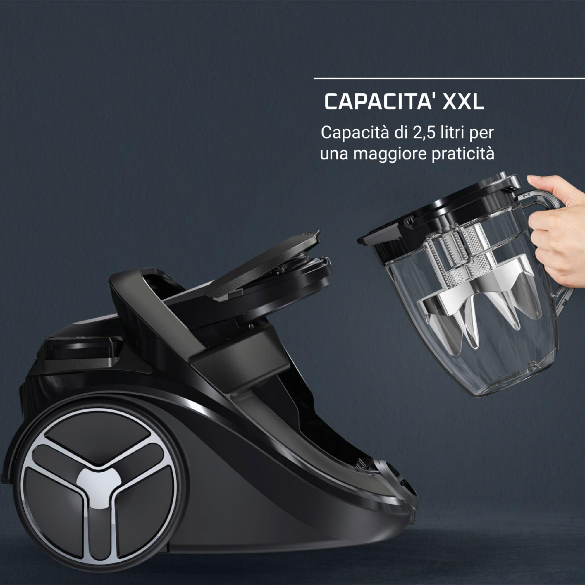 Rowenta Silence Force Cyclonic Effitech, l'aspirapolvere a traino più silenzioso al mondo, 59dB(A), bassissimo consumo energetico, filtro HEPA, ampio raggio d'azione, prodotto in Francia, RO7935EA