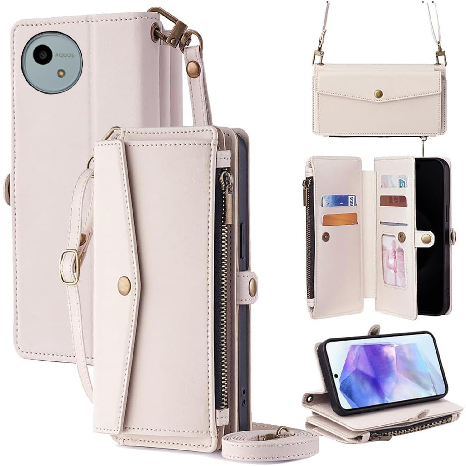Amazon.co.jp: For AQUOS Wish 5 ケース 財布型 For アクオスwish5 SH