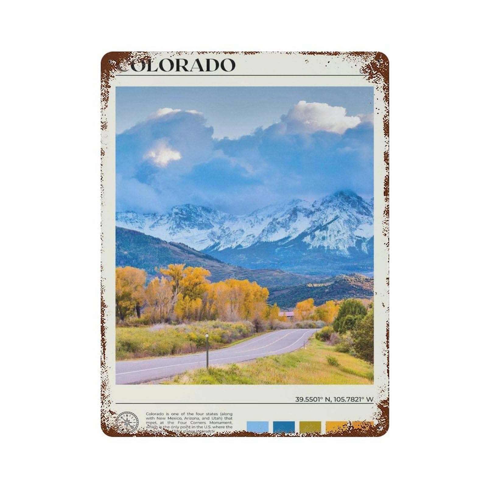 xiaoxiaoshen Real Photo Colorado Decor USA Wall Decor Art Metal Tin Poster Modern Home Decor Art Home Bar Shop Decorations Vintage Sign 40x30cm