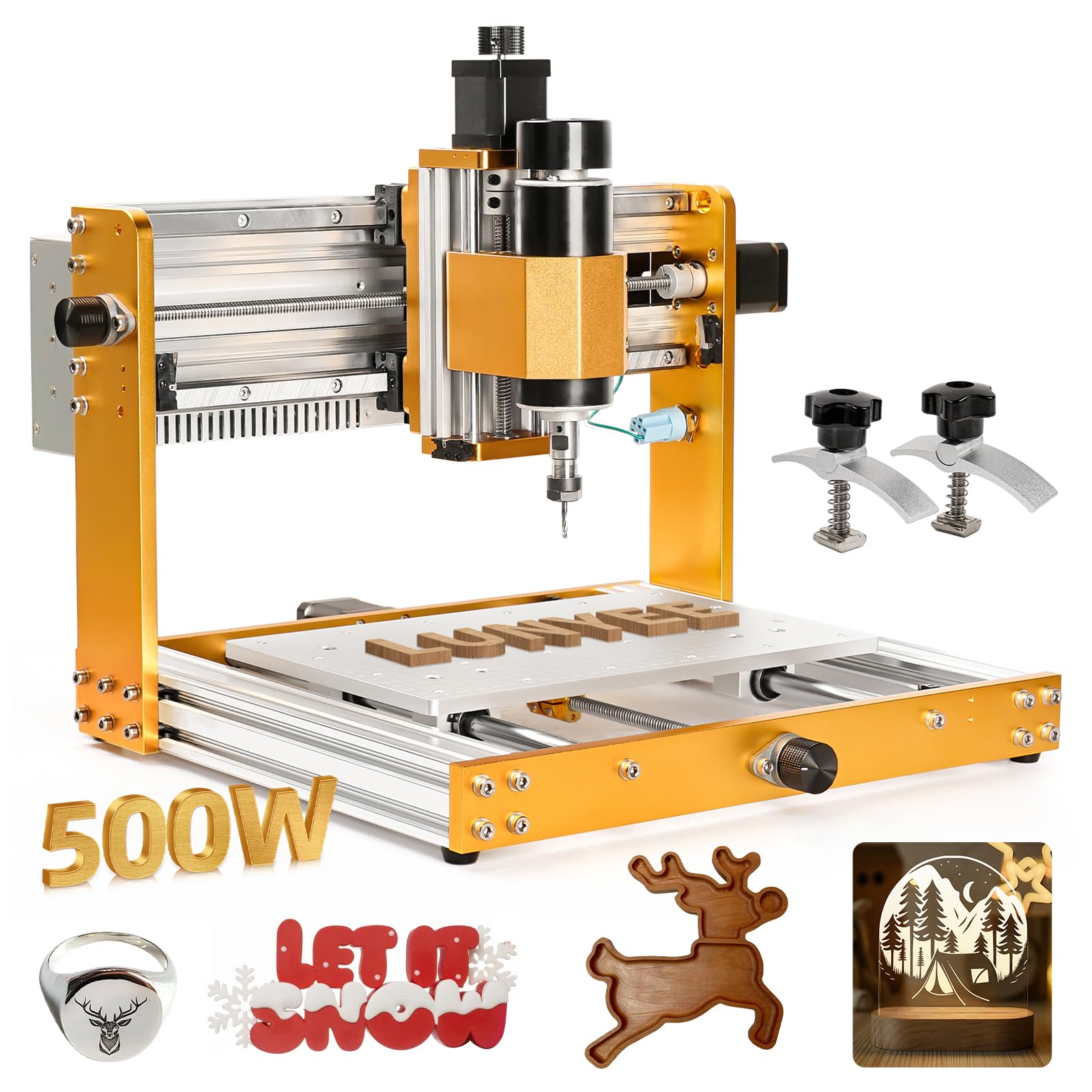 Lunyee 3018 Pro Ultra CNC Machine 500W All-Metal CNC Router Machine, Upgraded 3 Axis Engraver Machine Limit Switches & Emergency-Stop with GRBL Offline Control for Metal, Wood, Acrylic, PCB MDF