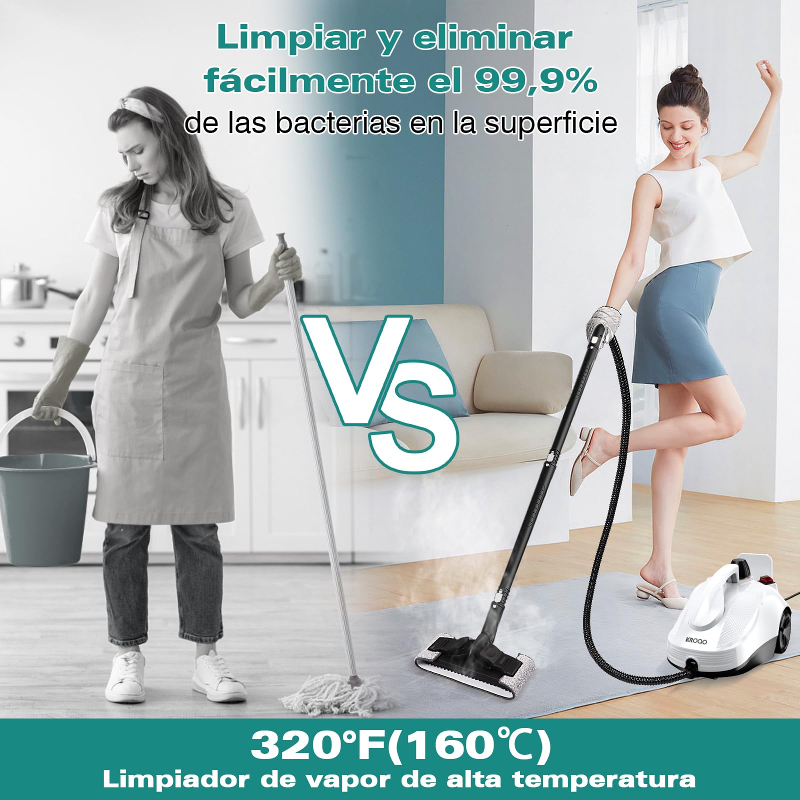 Limpiador de vapor multiusos para todo con 23 accesorios, quitar papel pintado, suelo, alfombra, sofá, tapicería, coche, azulejos, tapicería, baño, 1,5 L